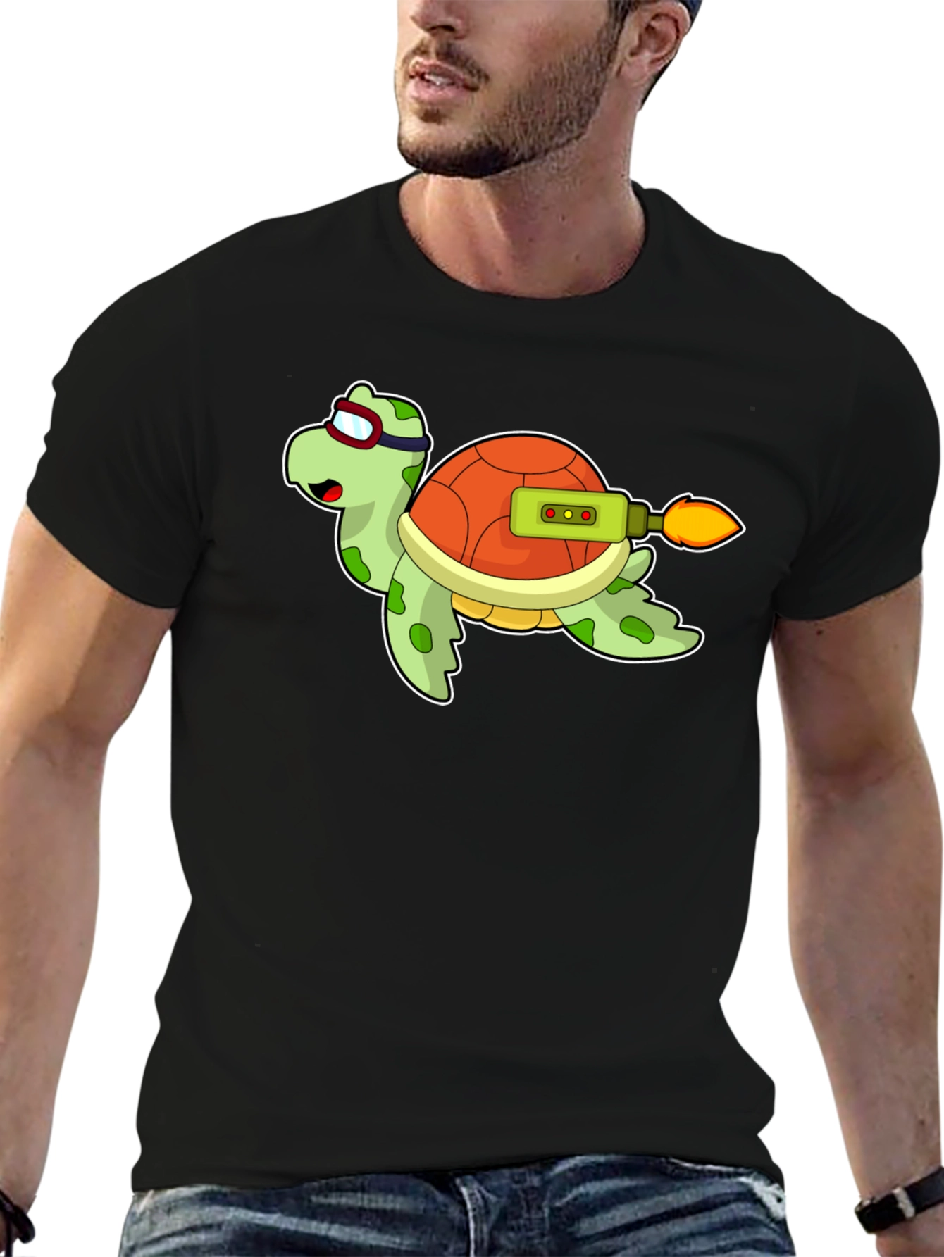 Rocket Turtle Black T-Shirt
