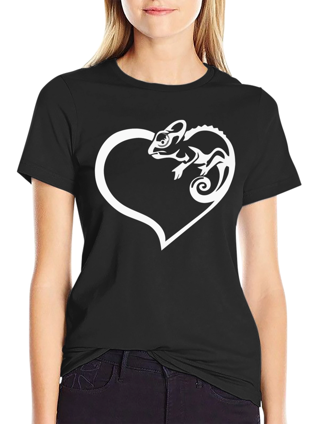 Chameleon Heart Graphic T-Shirt - Black