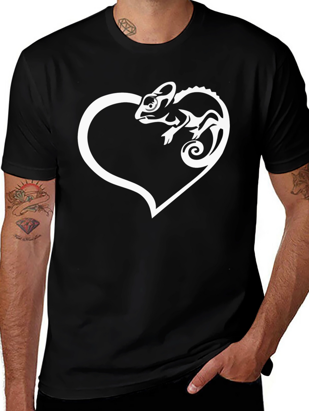 Chameleon Heart Graphic T-Shirt - Black