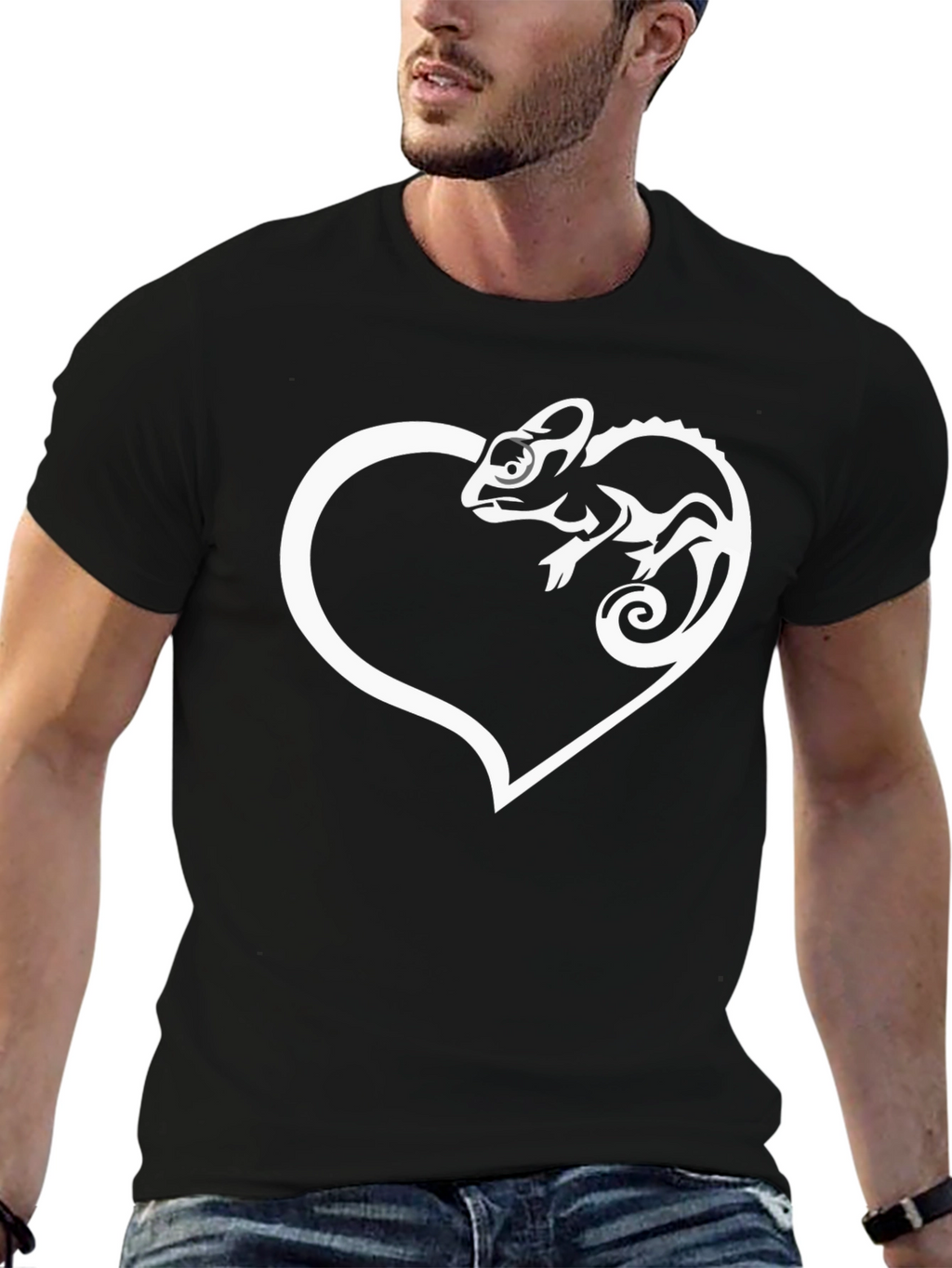 Chameleon Heart Graphic T-Shirt - Black