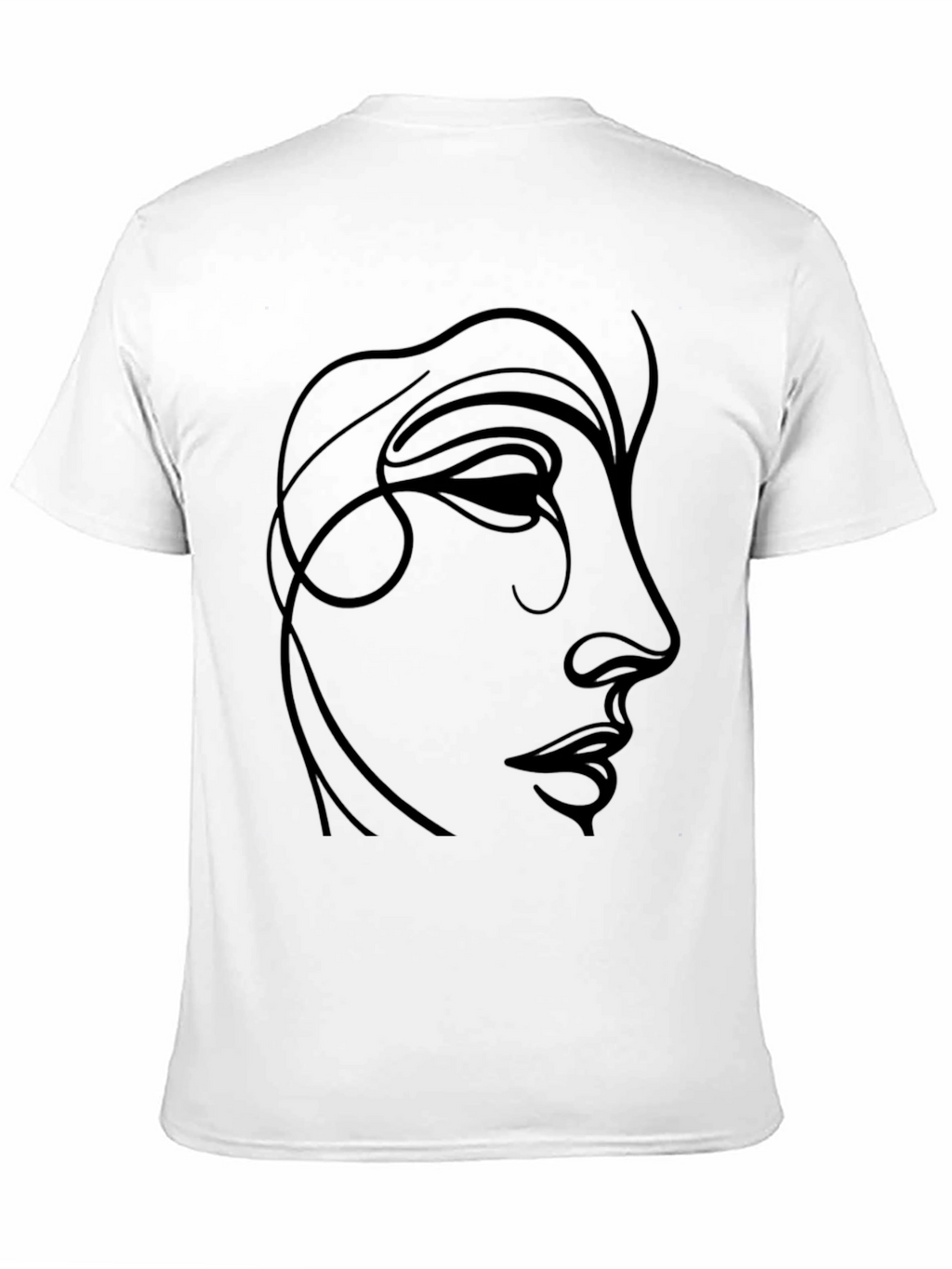 Minimalist Face Line Art Black T-Shirt