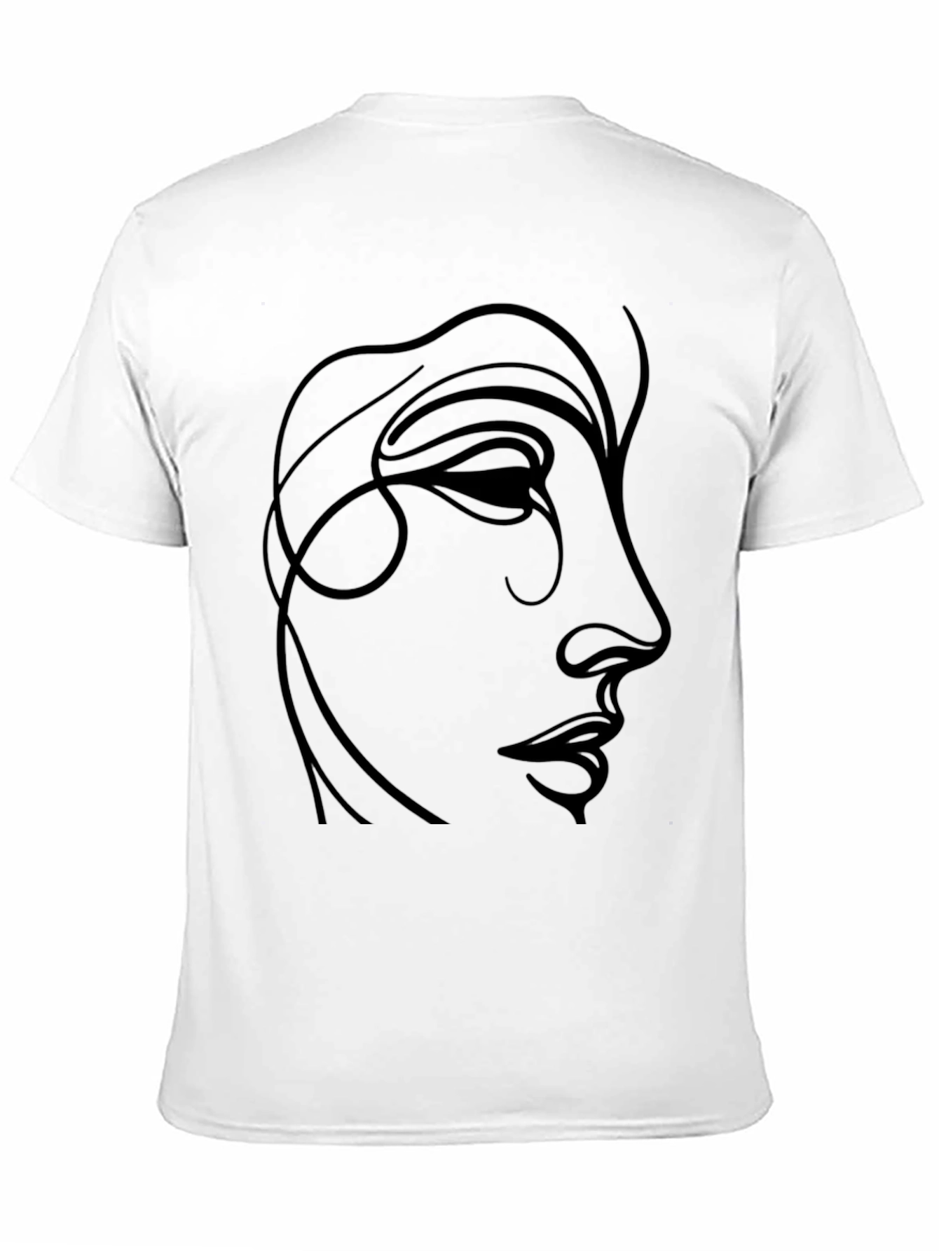 Minimalist Face Line Art Black T-Shirt
