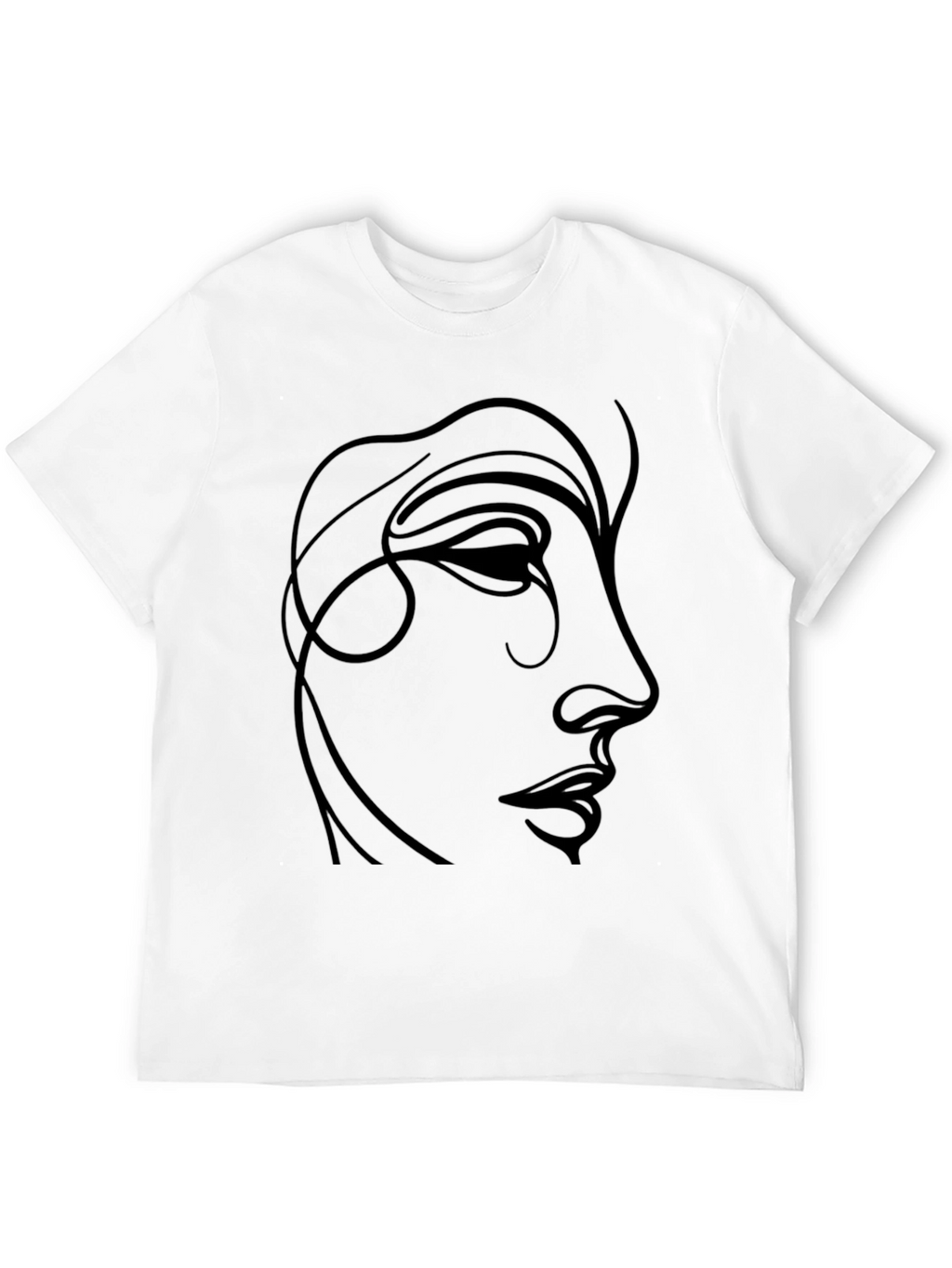 Minimalist Face Line Art Black T-Shirt