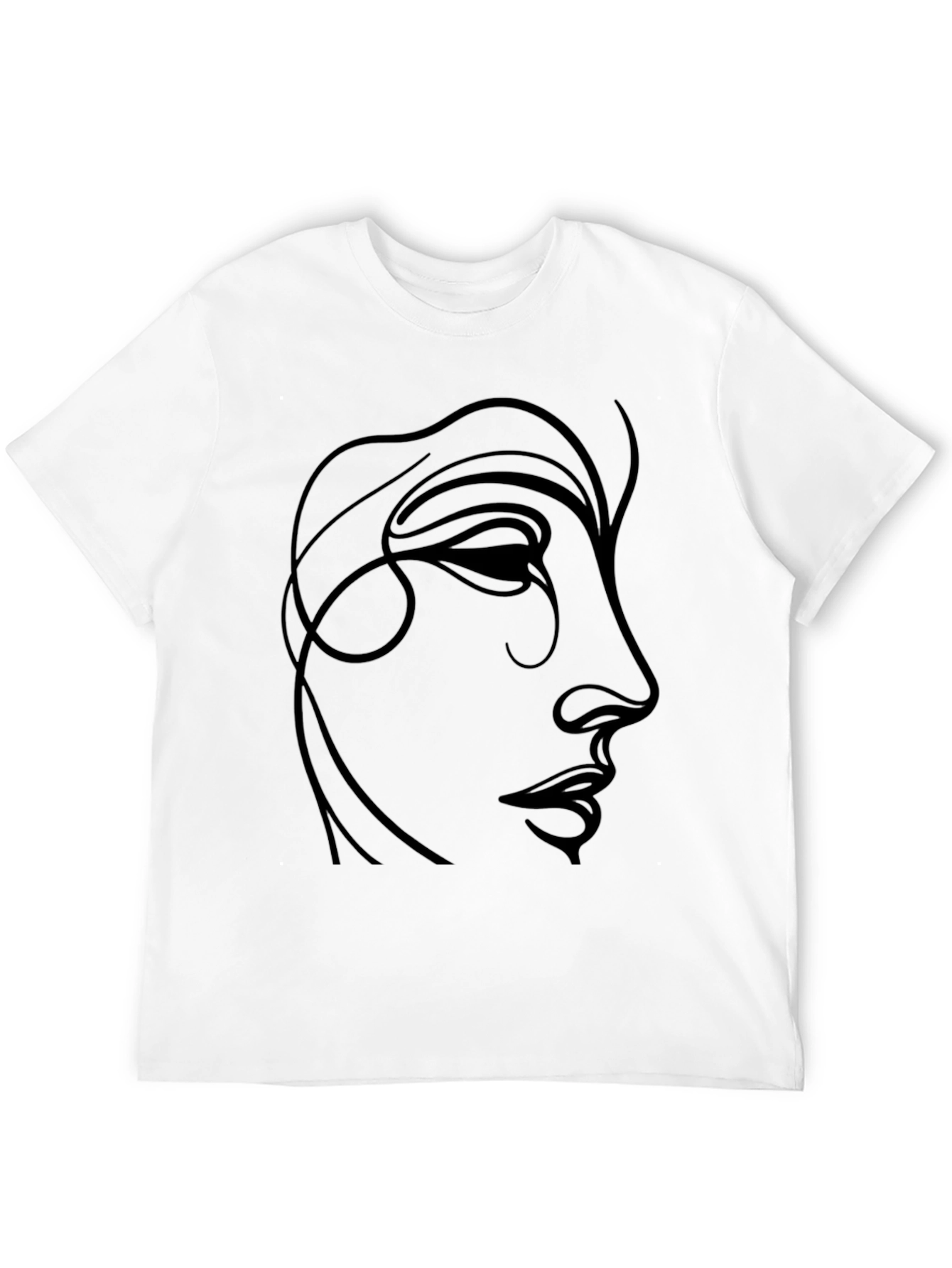 Minimalist Face Line Art Black T-Shirt