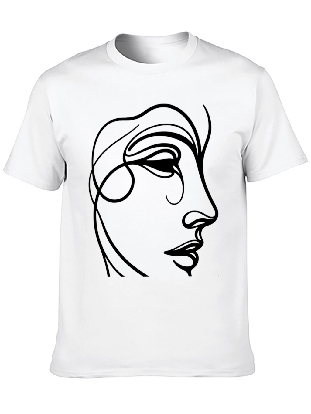 Minimalist Face Line Art Black T-Shirt