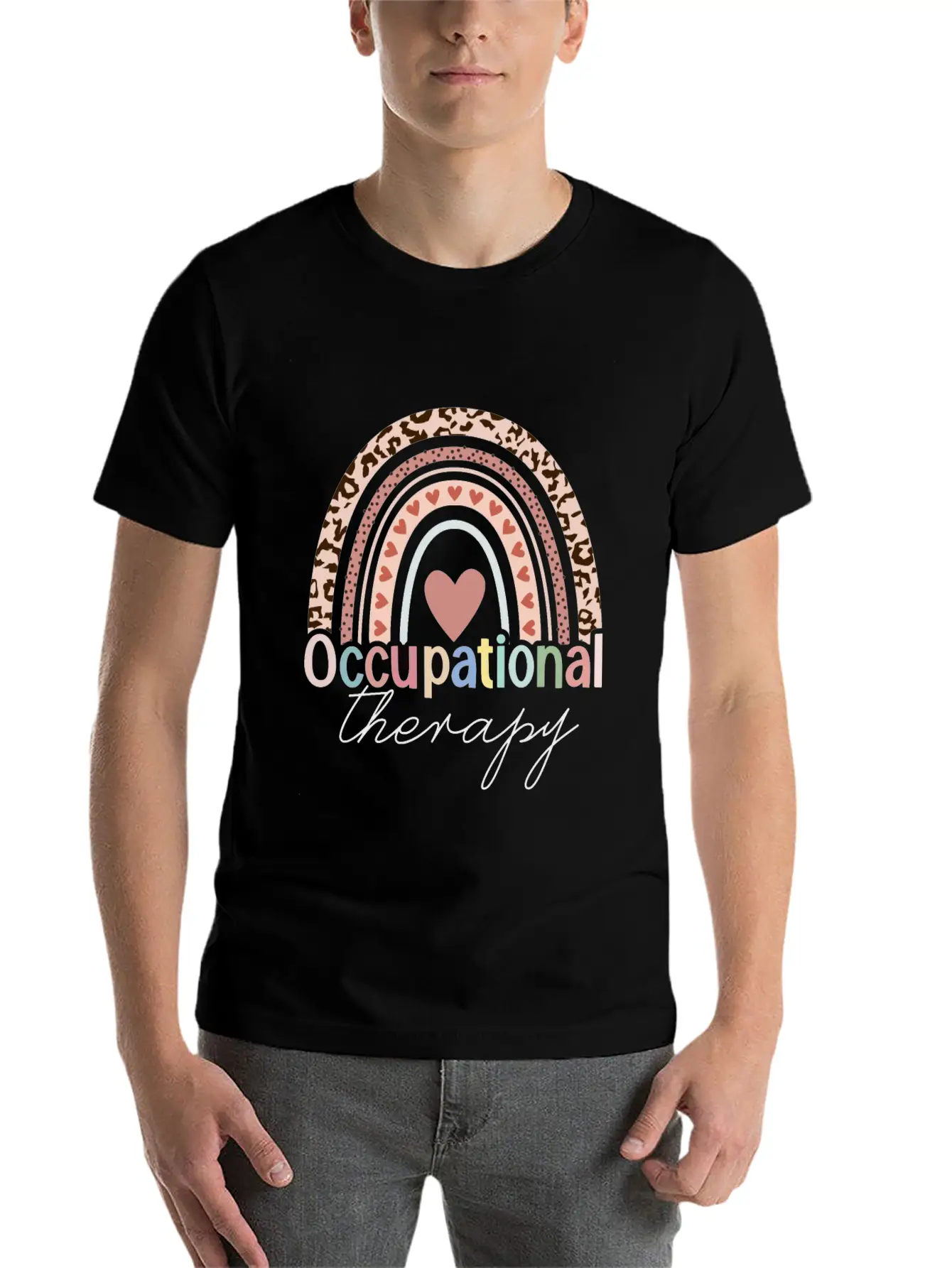Occupational Therapy Boho Rainbow Unisex Short Sleeve Soft Cotton T-Shirt – Casual Everyday Wear