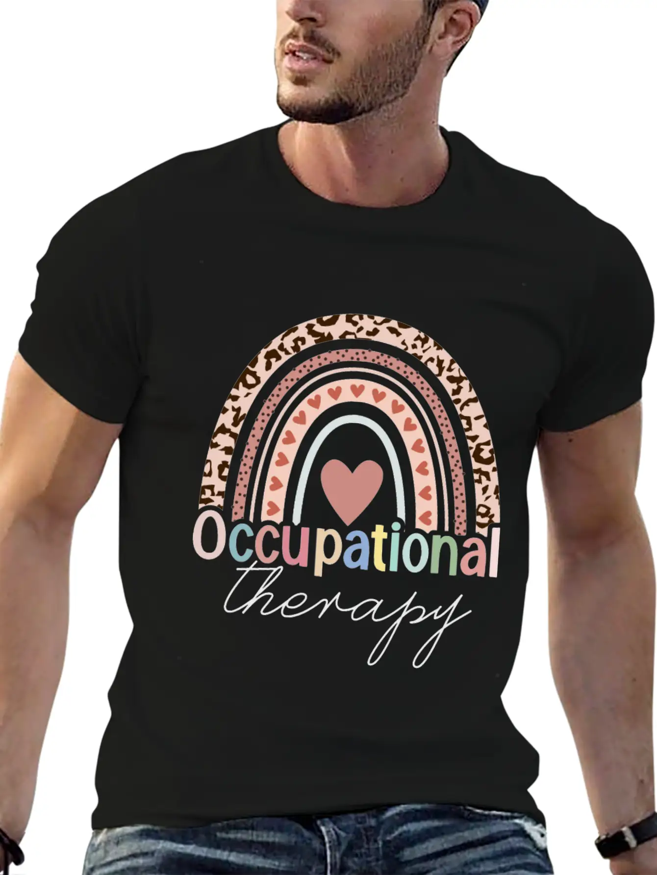 Occupational Therapy Boho Rainbow Unisex Short Sleeve Soft Cotton T-Shirt – Casual Everyday Wear