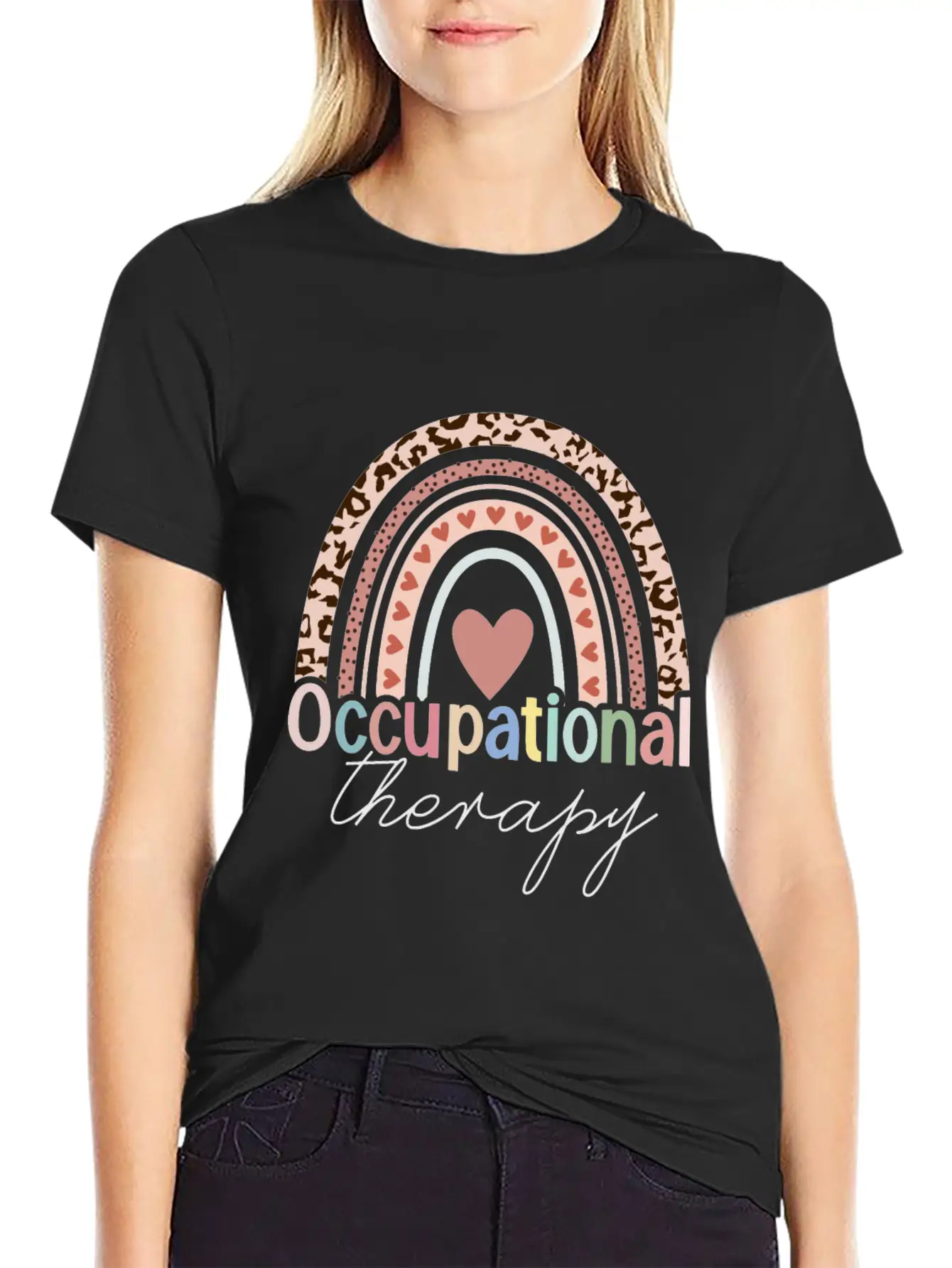 Occupational Therapy Boho Rainbow Unisex Short Sleeve Soft Cotton T-Shirt – Casual Everyday Wear