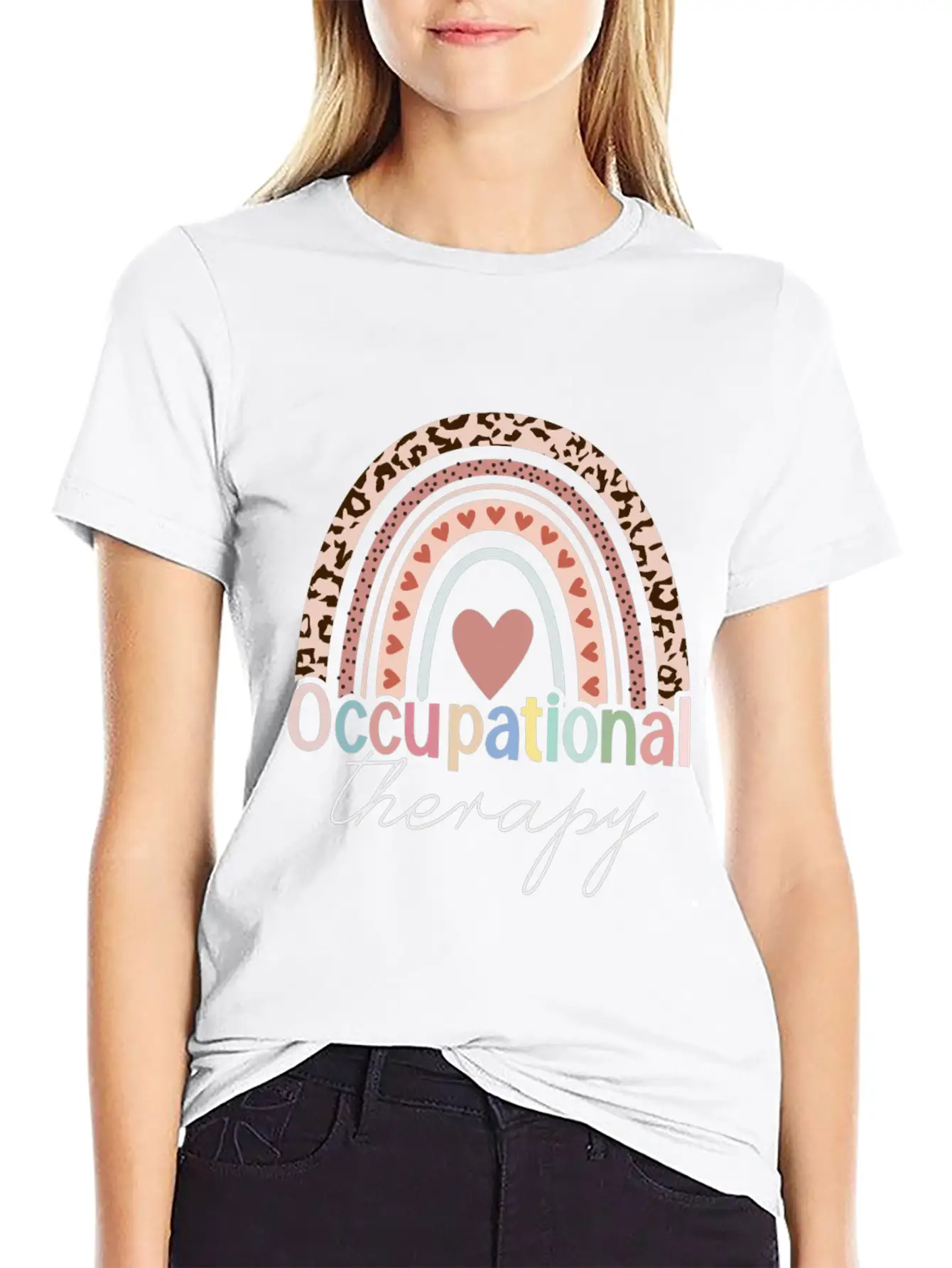 Occupational Therapy Boho Rainbow Unisex Short Sleeve Soft Cotton T-Shirt – Casual Everyday Wear