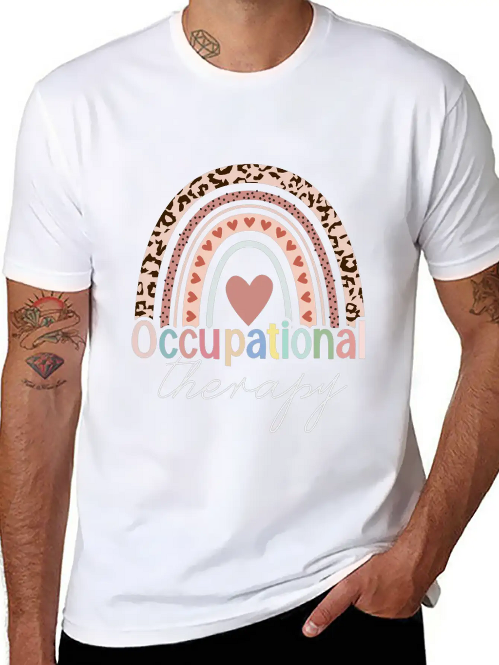 Occupational Therapy Boho Rainbow Unisex Short Sleeve Soft Cotton T-Shirt – Casual Everyday Wear