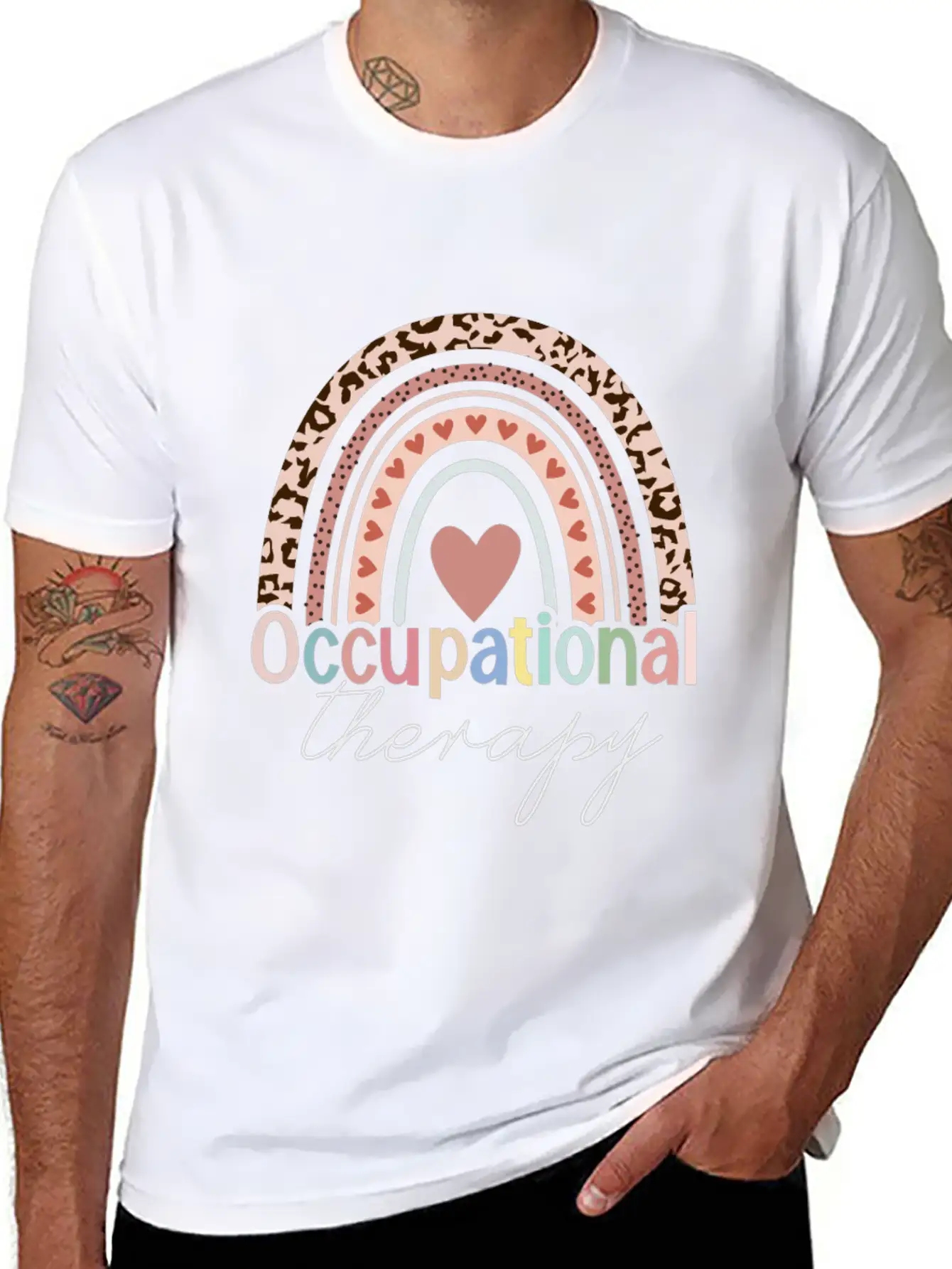 Occupational Therapy Boho Rainbow Unisex Short Sleeve Soft Cotton T-Shirt – Casual Everyday Wear