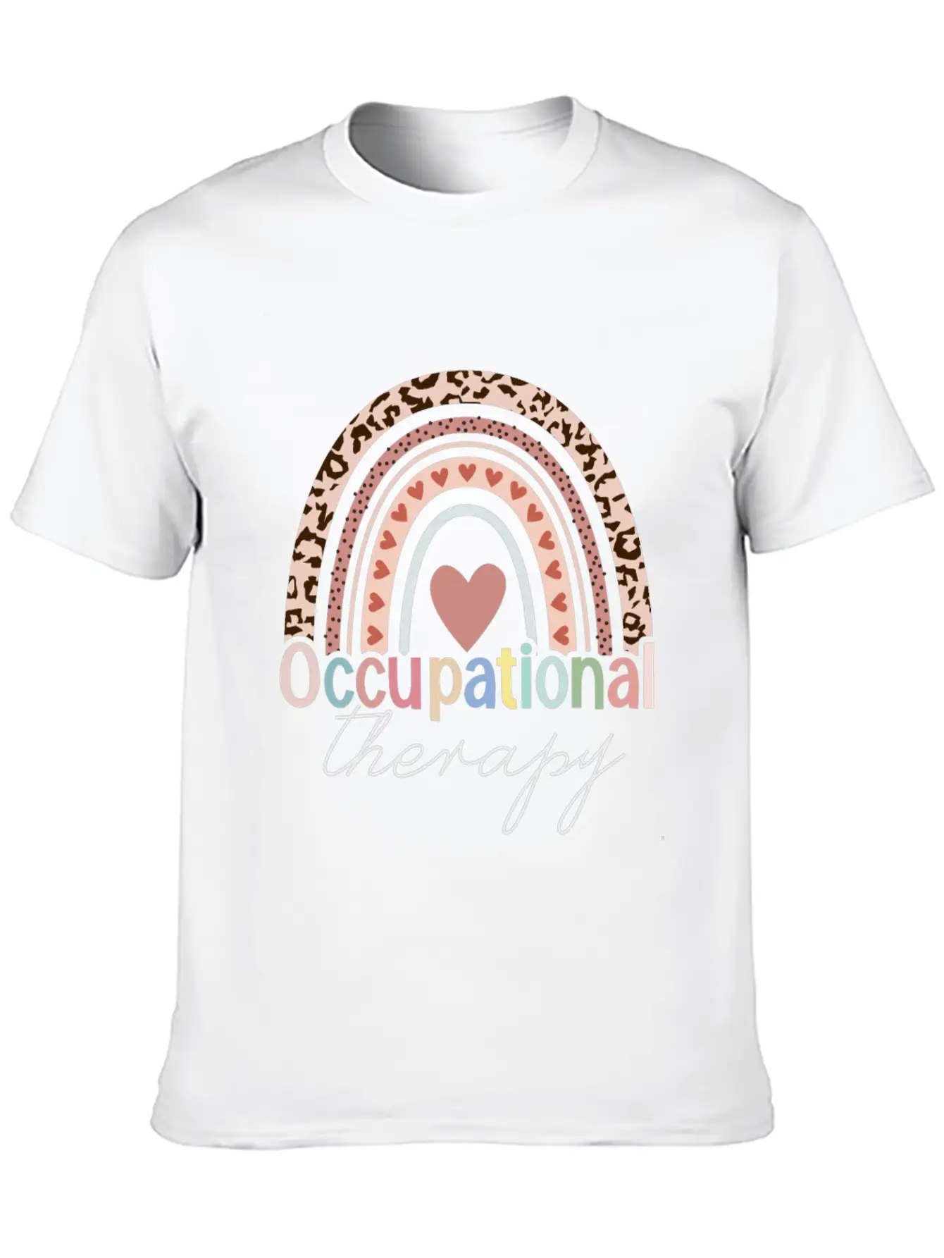 Occupational Therapy Boho Rainbow Unisex Short Sleeve Soft Cotton T-Shirt – Casual Everyday Wear