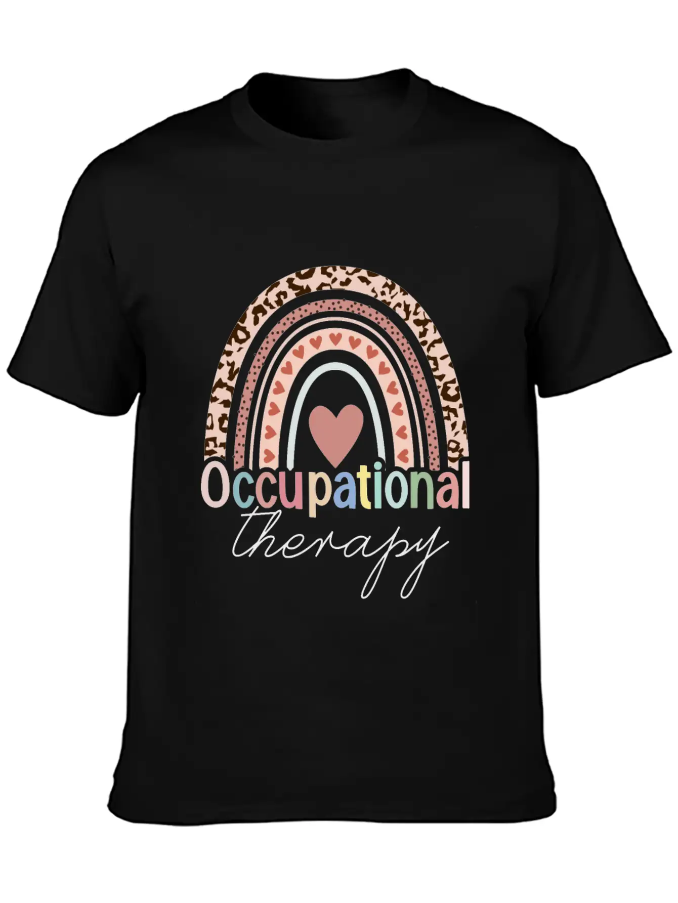 Occupational Therapy Boho Rainbow Unisex Short Sleeve Soft Cotton T-Shirt – Casual Everyday Wear