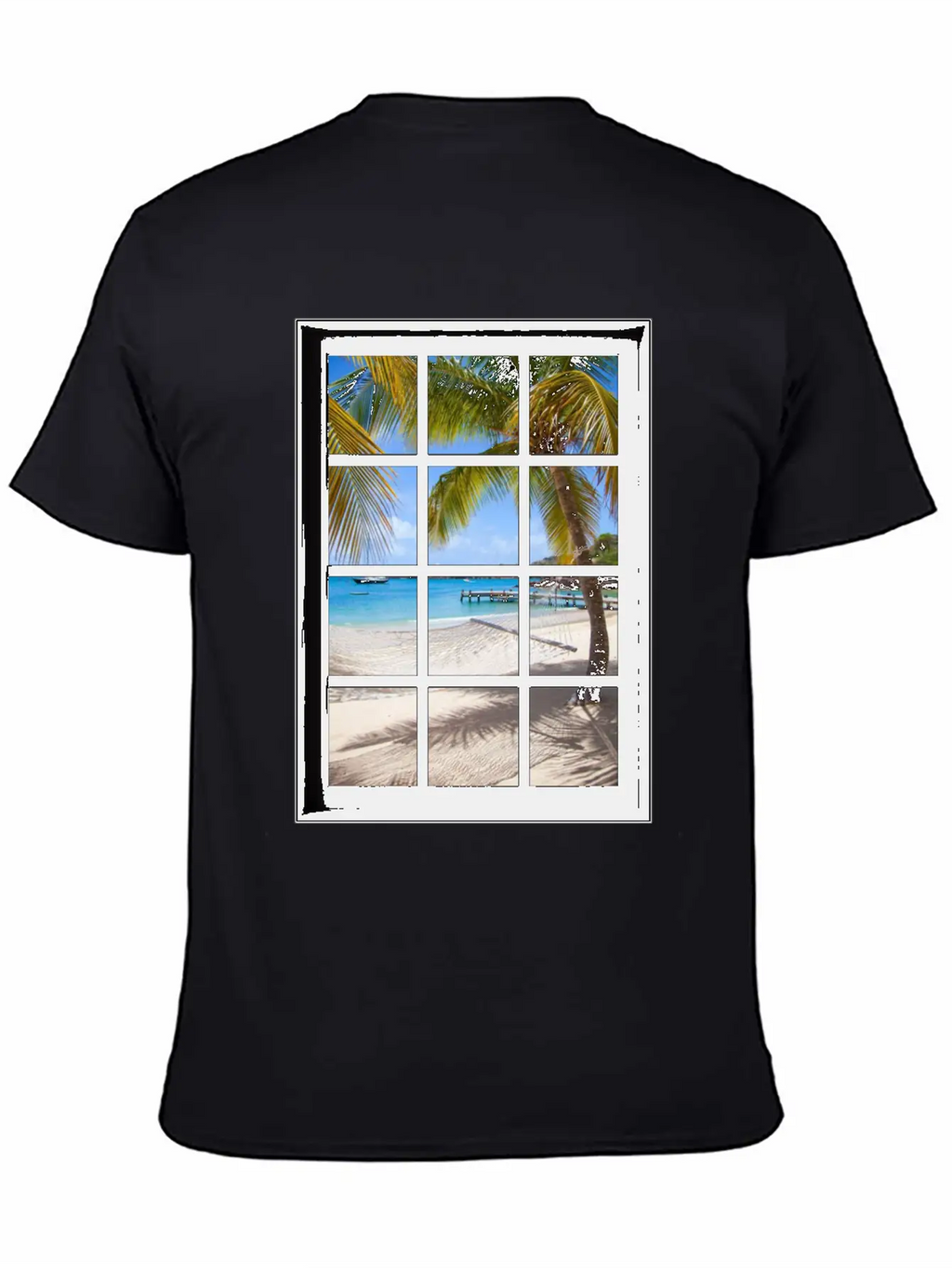 Ocean Breeze Mind At Ease Ocean Beach Window Print 13 Unisex Short Sleeve Soft Cotton T-Shirt – Casual Everyday Wear