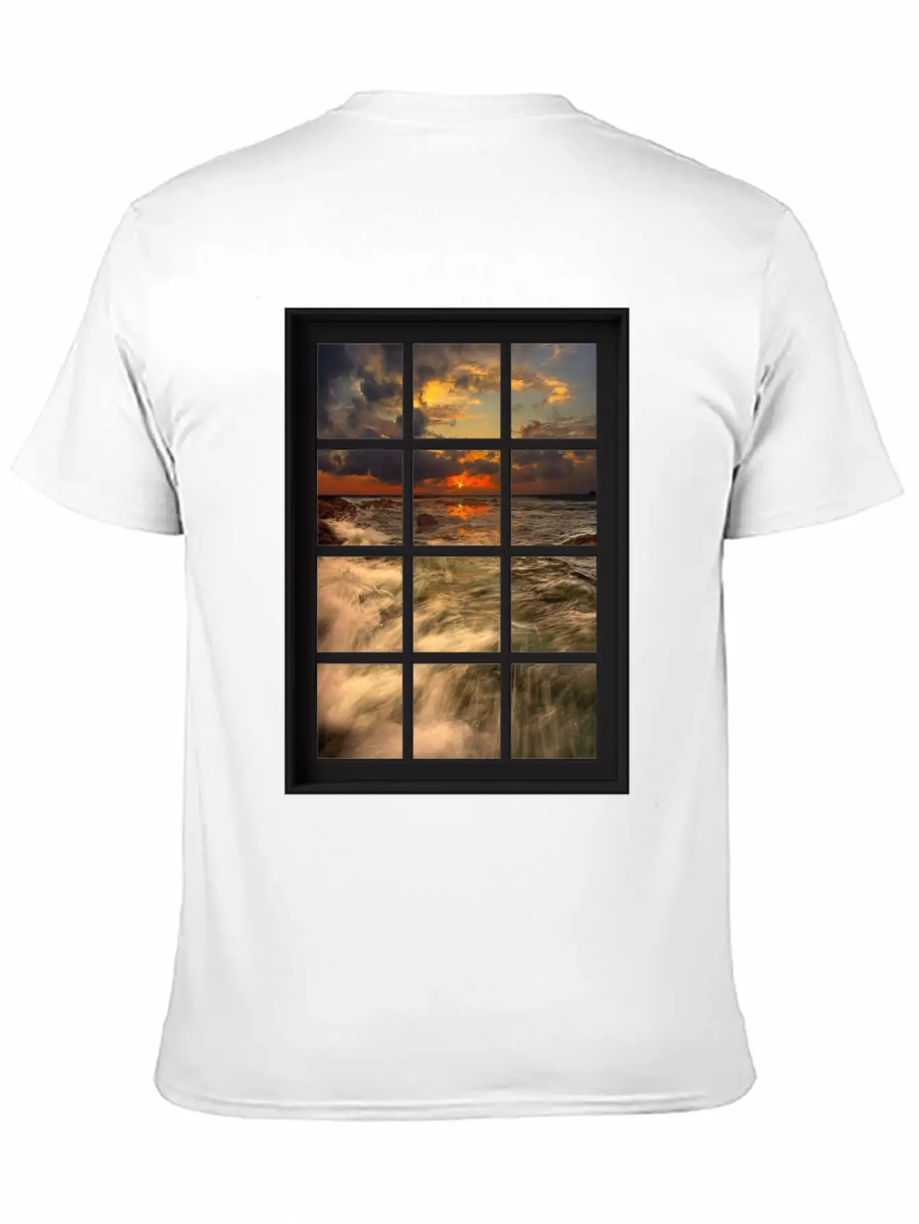 Ocean Breeze Mind At Ease Ocean Beach Window Print 19 Stylish Everyday T-Shirt – Unisex Basic Cotton Tee