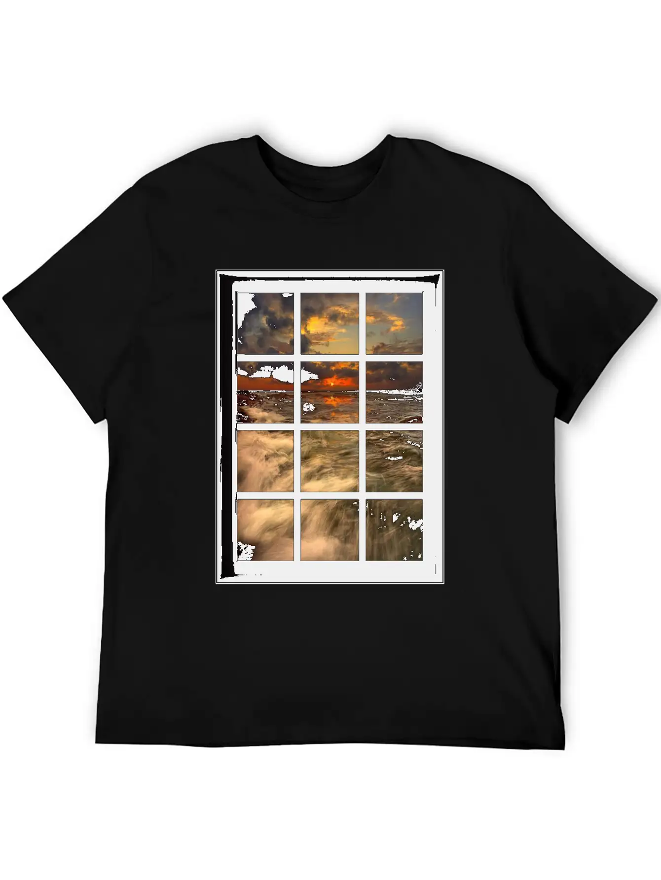 Ocean Breeze Mind At Ease Ocean Beach Window Print 19 Stylish Everyday T-Shirt – Unisex Basic Cotton Tee