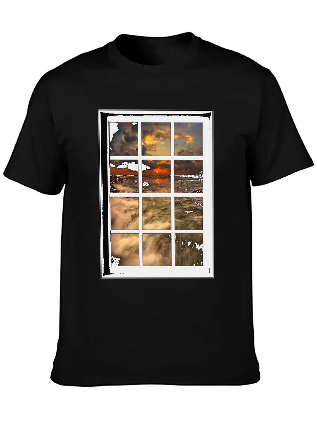 Ocean Breeze Mind At Ease Ocean Beach Window Print 19 Stylish Everyday T-Shirt – Unisex Basic Cotton Tee
