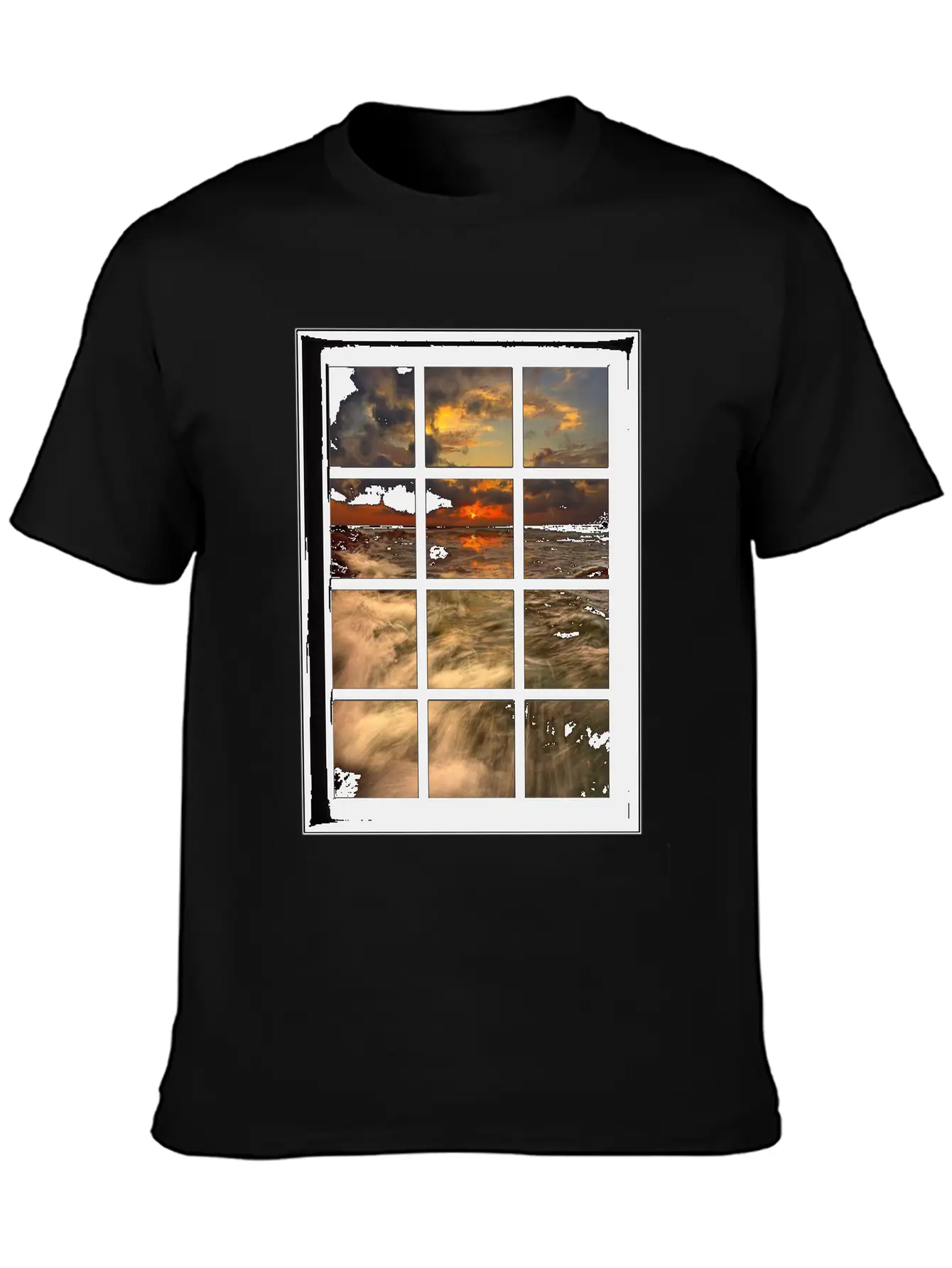Ocean Breeze Mind At Ease Ocean Beach Window Print 19 Stylish Everyday T-Shirt – Unisex Basic Cotton Tee