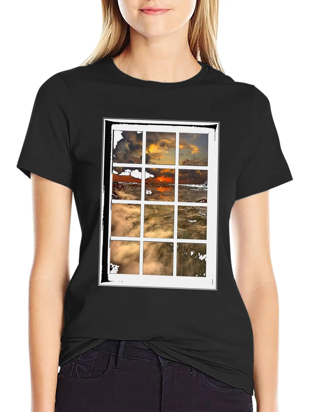 Ocean Breeze Mind At Ease Ocean Beach Window Print 19 Stylish Everyday T-Shirt – Unisex Basic Cotton Tee
