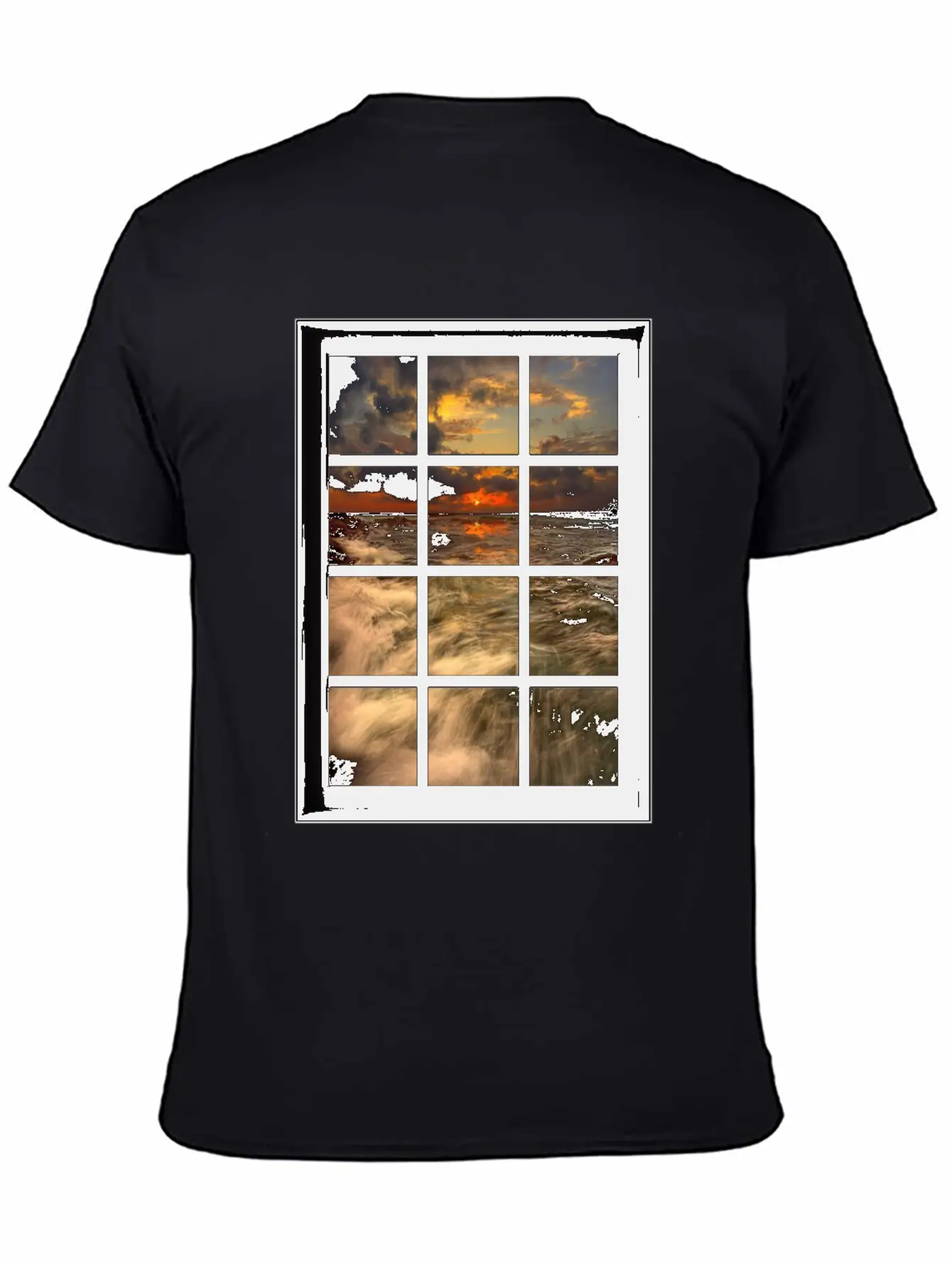 Ocean Breeze Mind At Ease Ocean Beach Window Print 19 Stylish Everyday T-Shirt – Unisex Basic Cotton Tee