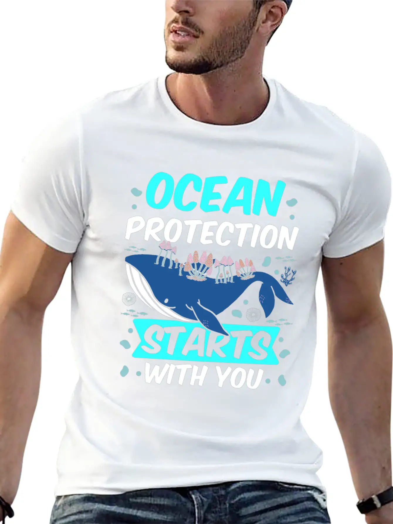 Ocean Protection Starts With You Sea Clean Save Breathable Soft Cotton T-Shirt – Timeless Casual Look