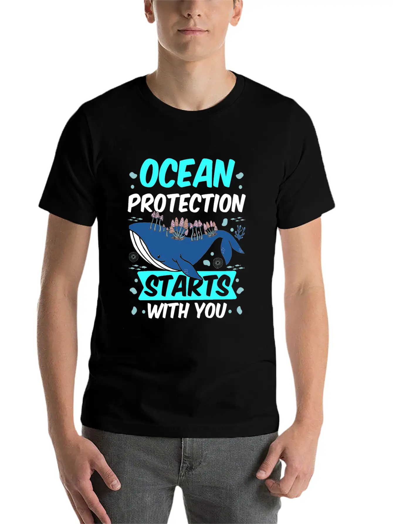 Ocean Protection Starts With You Sea Clean Save Breathable Soft Cotton T-Shirt – Timeless Casual Look
