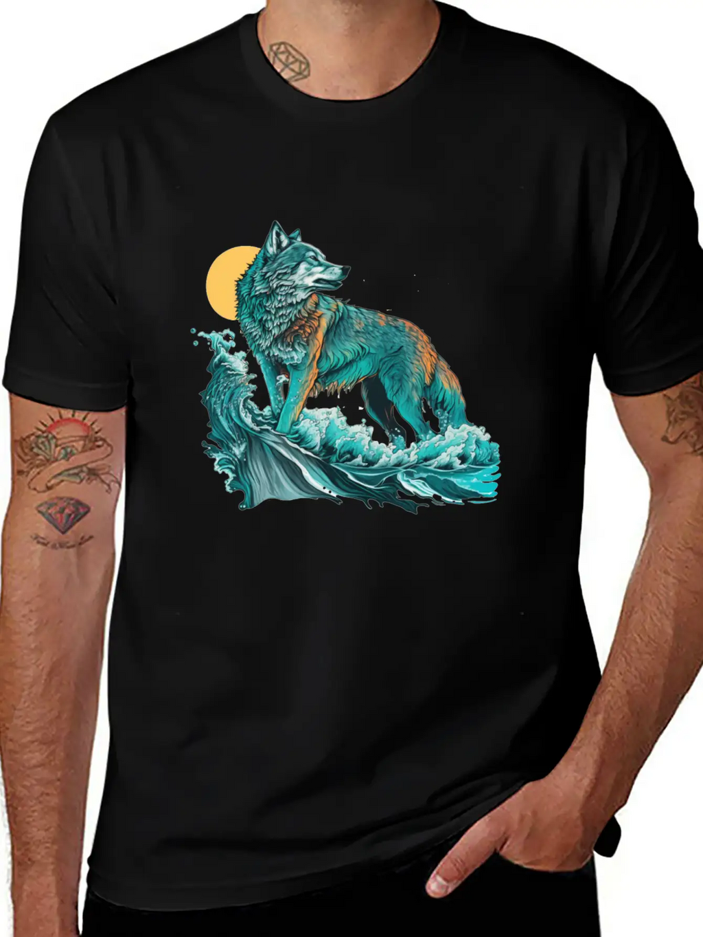 Ocean Sea Water Wolf Breathable Soft Cotton T-Shirt – Timeless Casual Look