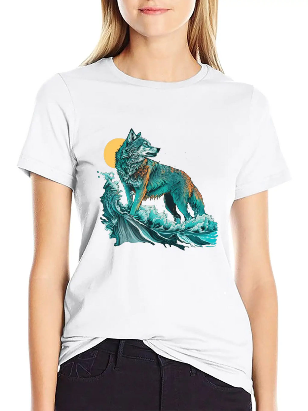 Ocean Sea Water Wolf Breathable Soft Cotton T-Shirt – Timeless Casual Look