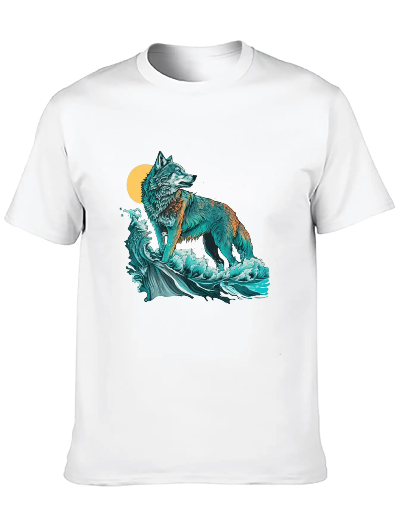 Ocean Sea Water Wolf Breathable Soft Cotton T-Shirt – Timeless Casual Look
