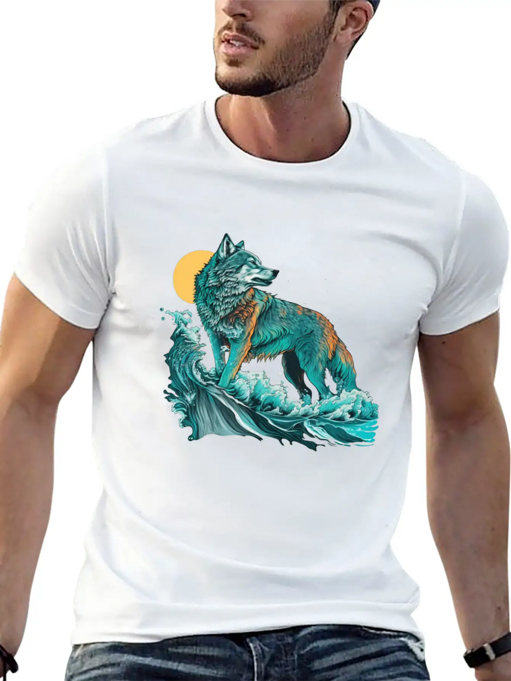 Ocean Sea Water Wolf Breathable Soft Cotton T-Shirt – Timeless Casual Look