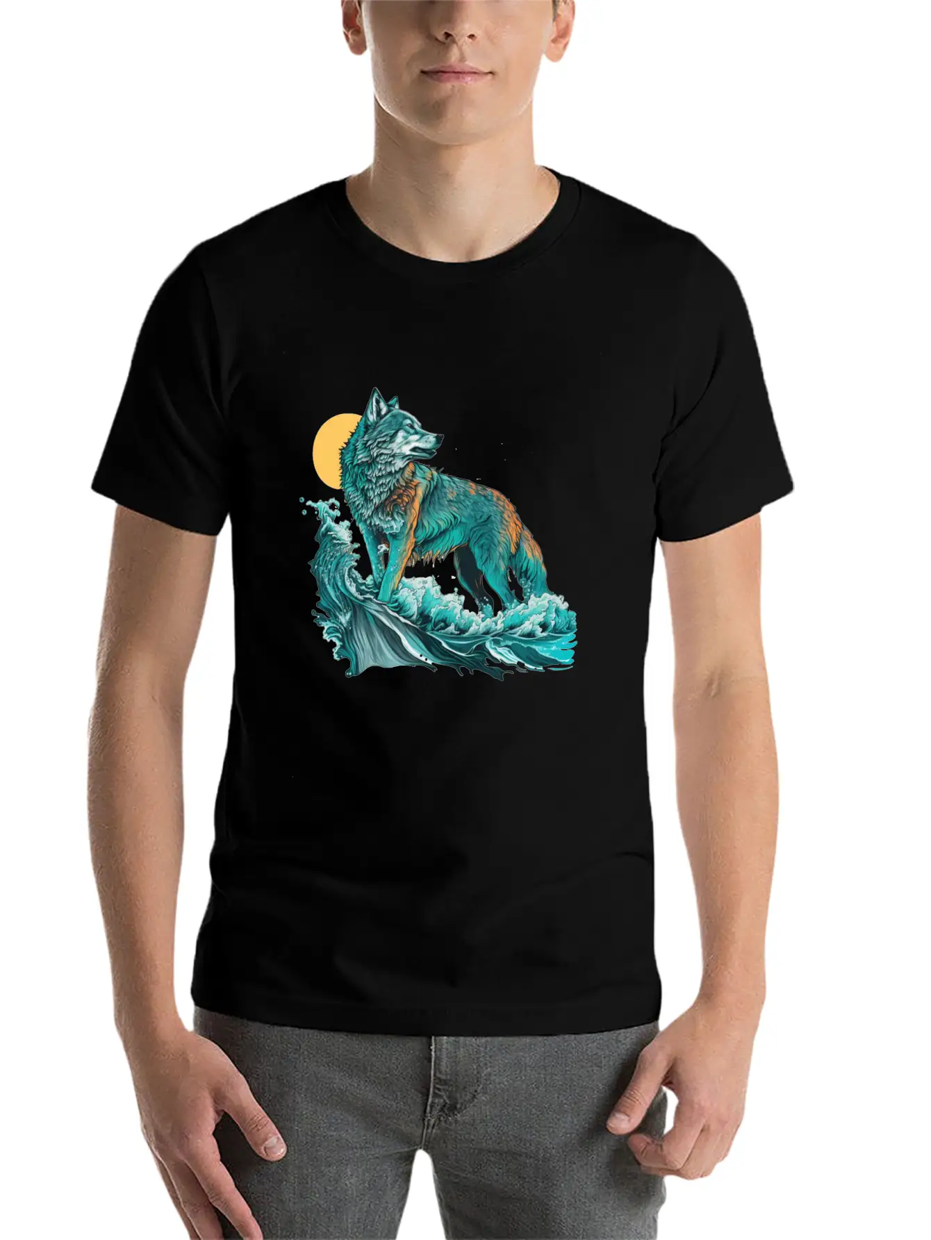 Ocean Sea Water Wolf Breathable Soft Cotton T-Shirt – Timeless Casual Look