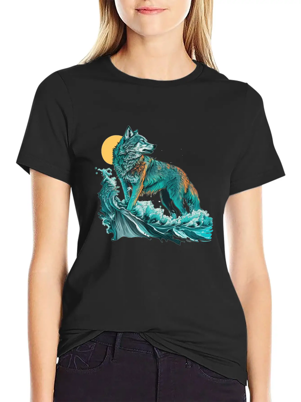 Ocean Sea Water Wolf Breathable Soft Cotton T-Shirt – Timeless Casual Look