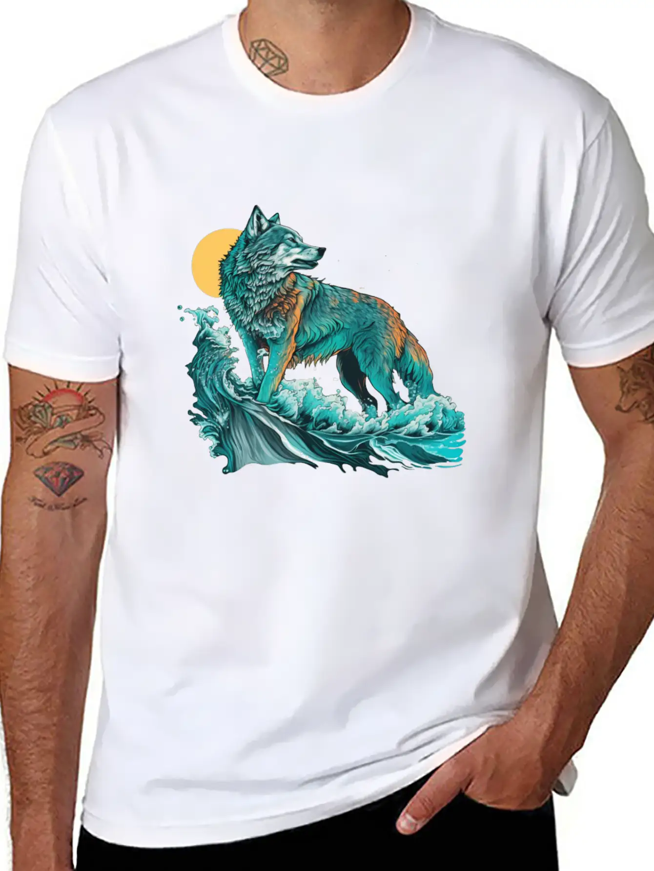 Ocean Sea Water Wolf Breathable Soft Cotton T-Shirt – Timeless Casual Look