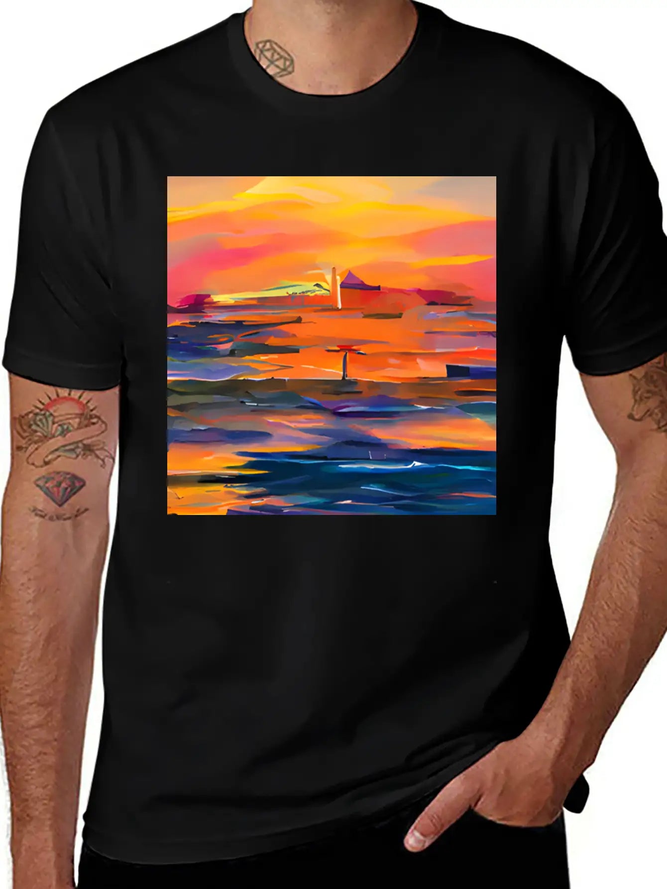 Ocean Sunset Classic Fit Graphic Tee For Daily Comfort – Unisex Cotton Shirt