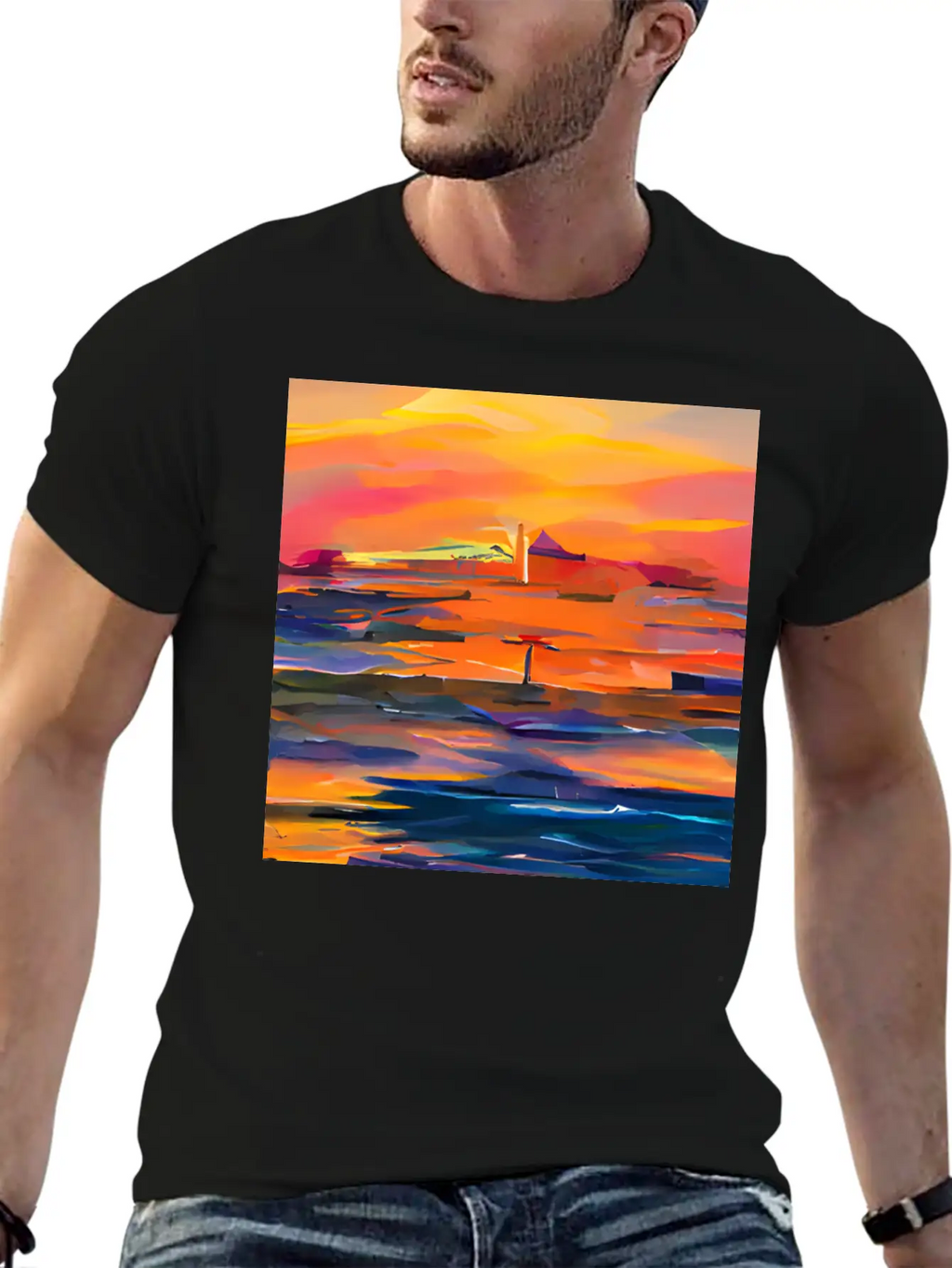 Ocean Sunset Classic Fit Graphic Tee For Daily Comfort – Unisex Cotton Shirt