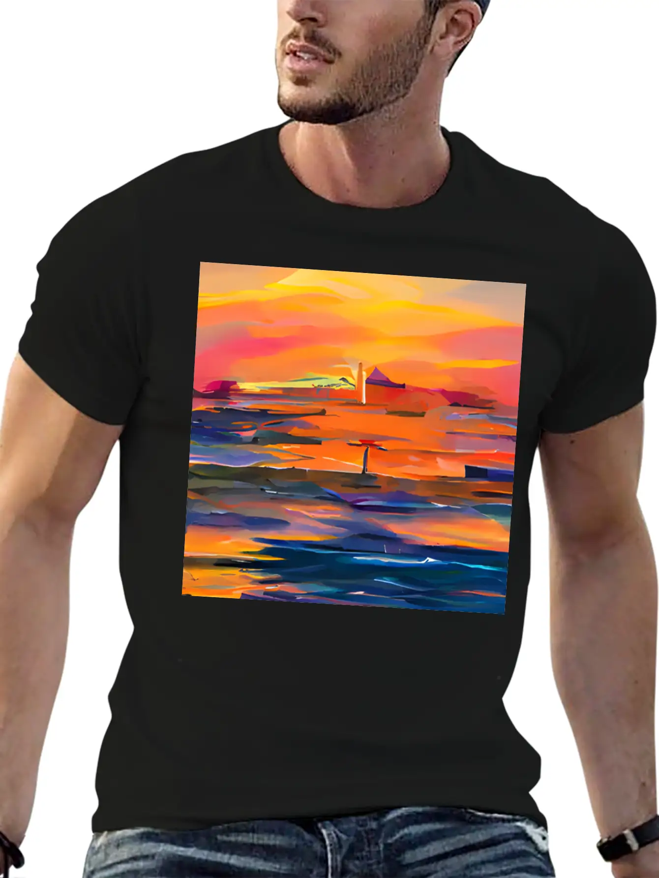 Ocean Sunset Classic Fit Graphic Tee For Daily Comfort – Unisex Cotton Shirt