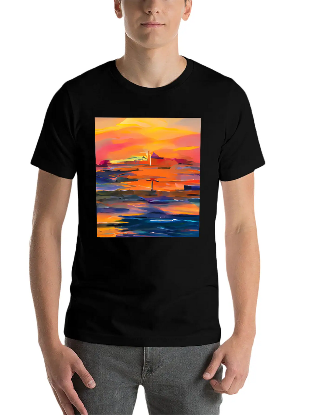 Ocean Sunset Classic Fit Graphic Tee For Daily Comfort – Unisex Cotton Shirt