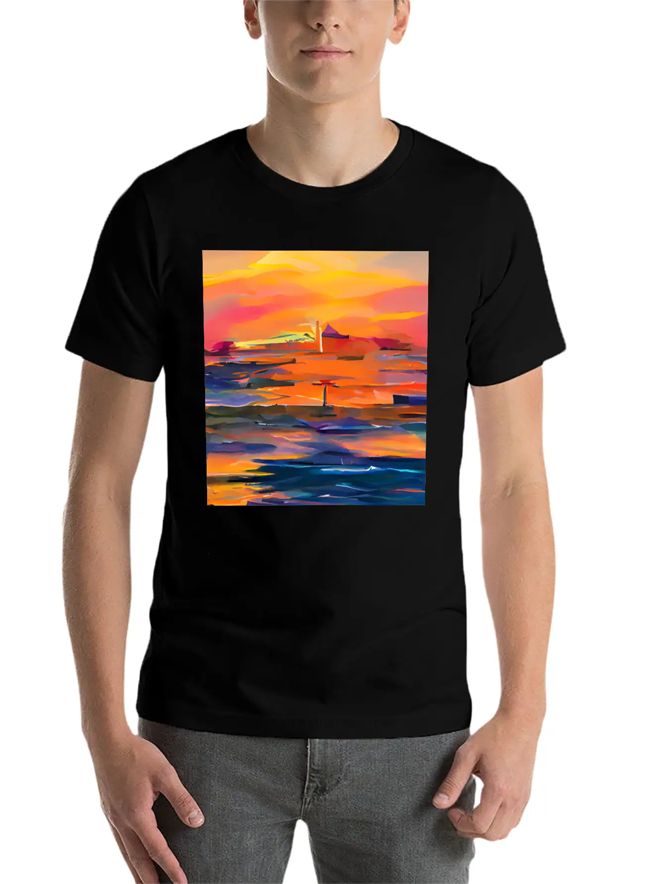 Ocean Sunset Classic Fit Graphic Tee For Daily Comfort – Unisex Cotton Shirt