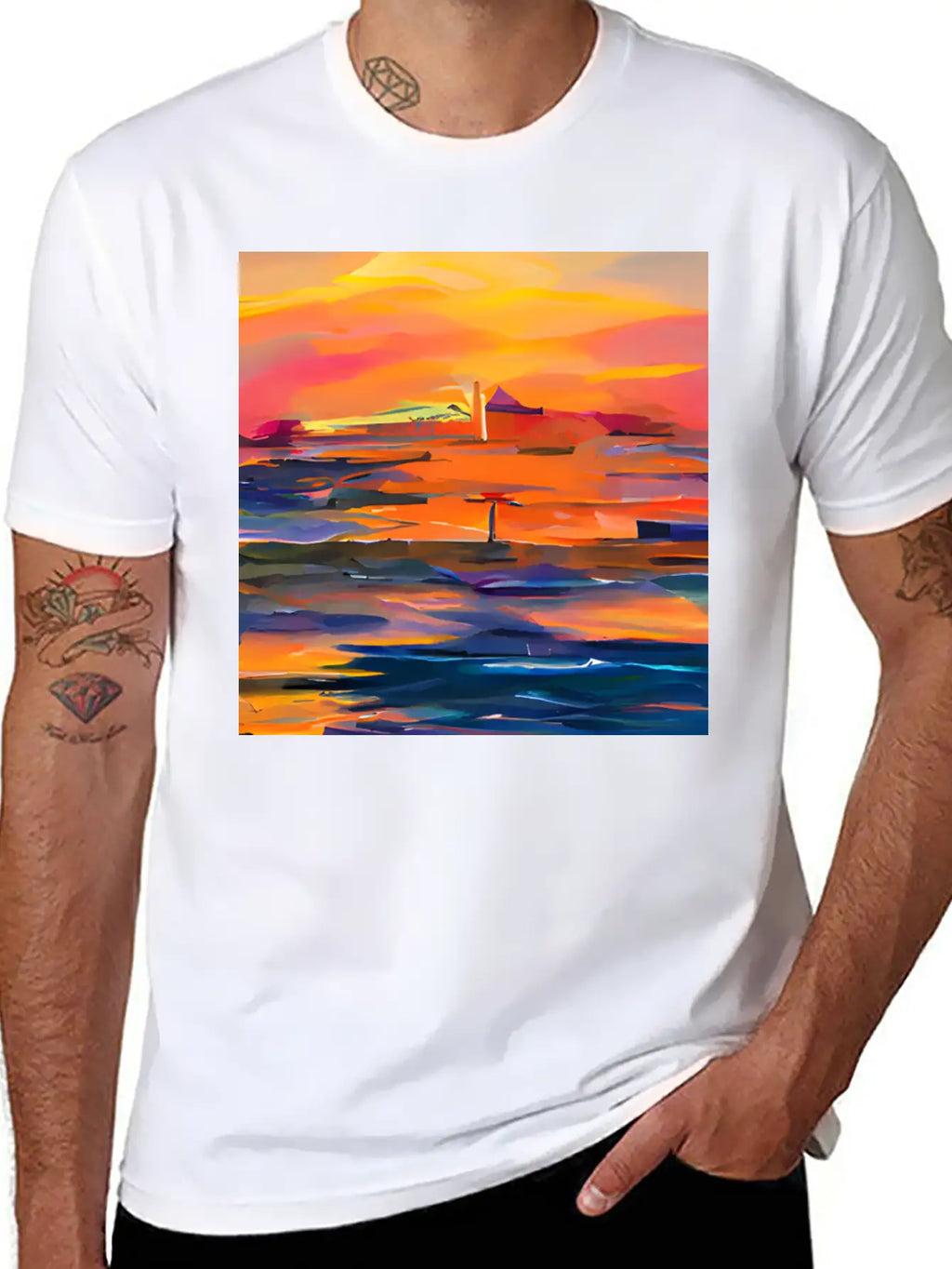 Ocean Sunset Classic Fit Graphic Tee For Daily Comfort – Unisex Cotton Shirt