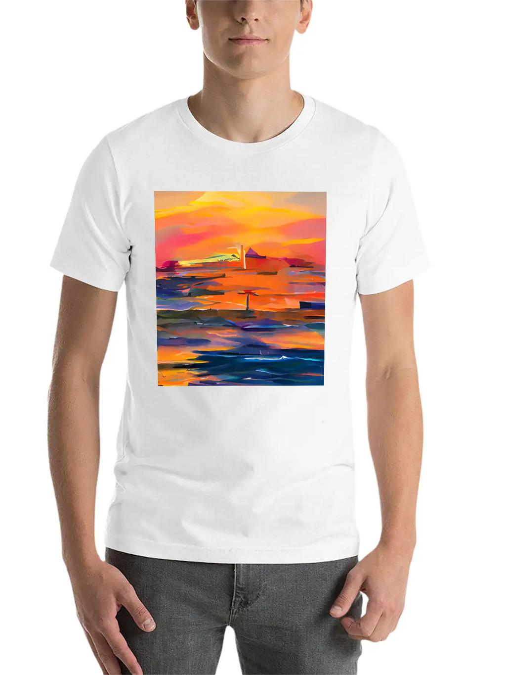 Ocean Sunset Classic Fit Graphic Tee For Daily Comfort – Unisex Cotton Shirt