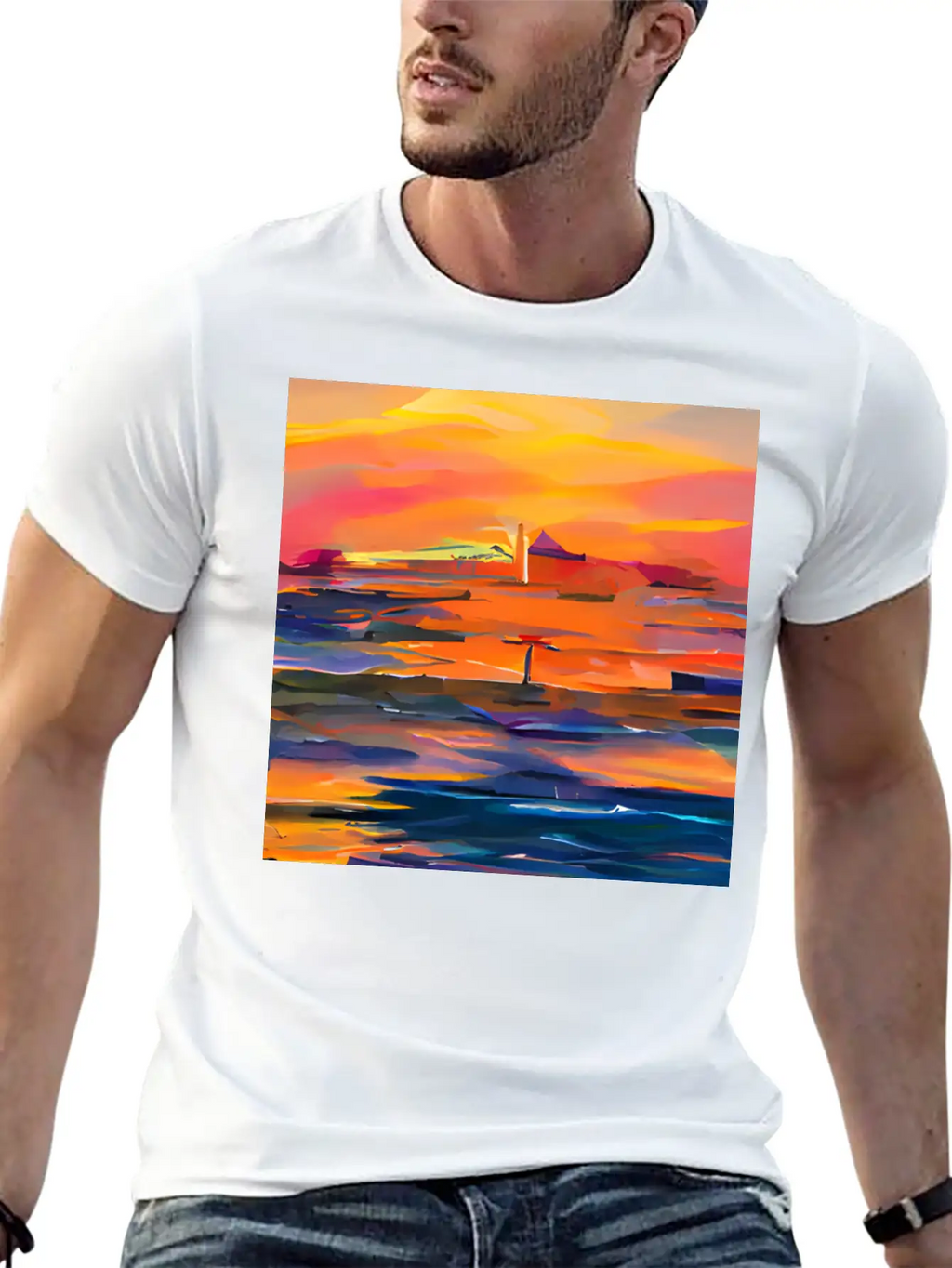 Ocean Sunset Classic Fit Graphic Tee For Daily Comfort – Unisex Cotton Shirt