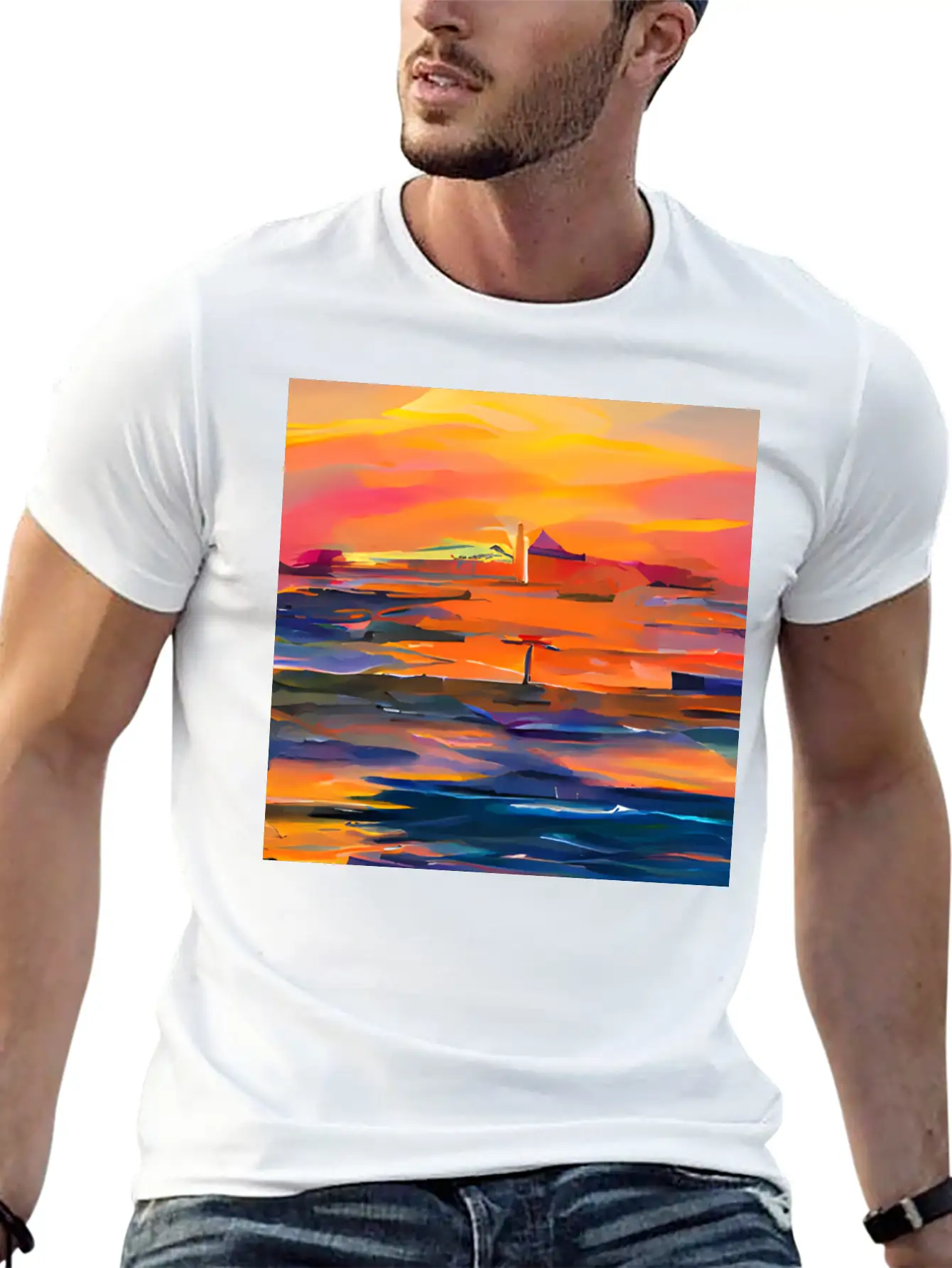 Ocean Sunset Classic Fit Graphic Tee For Daily Comfort – Unisex Cotton Shirt