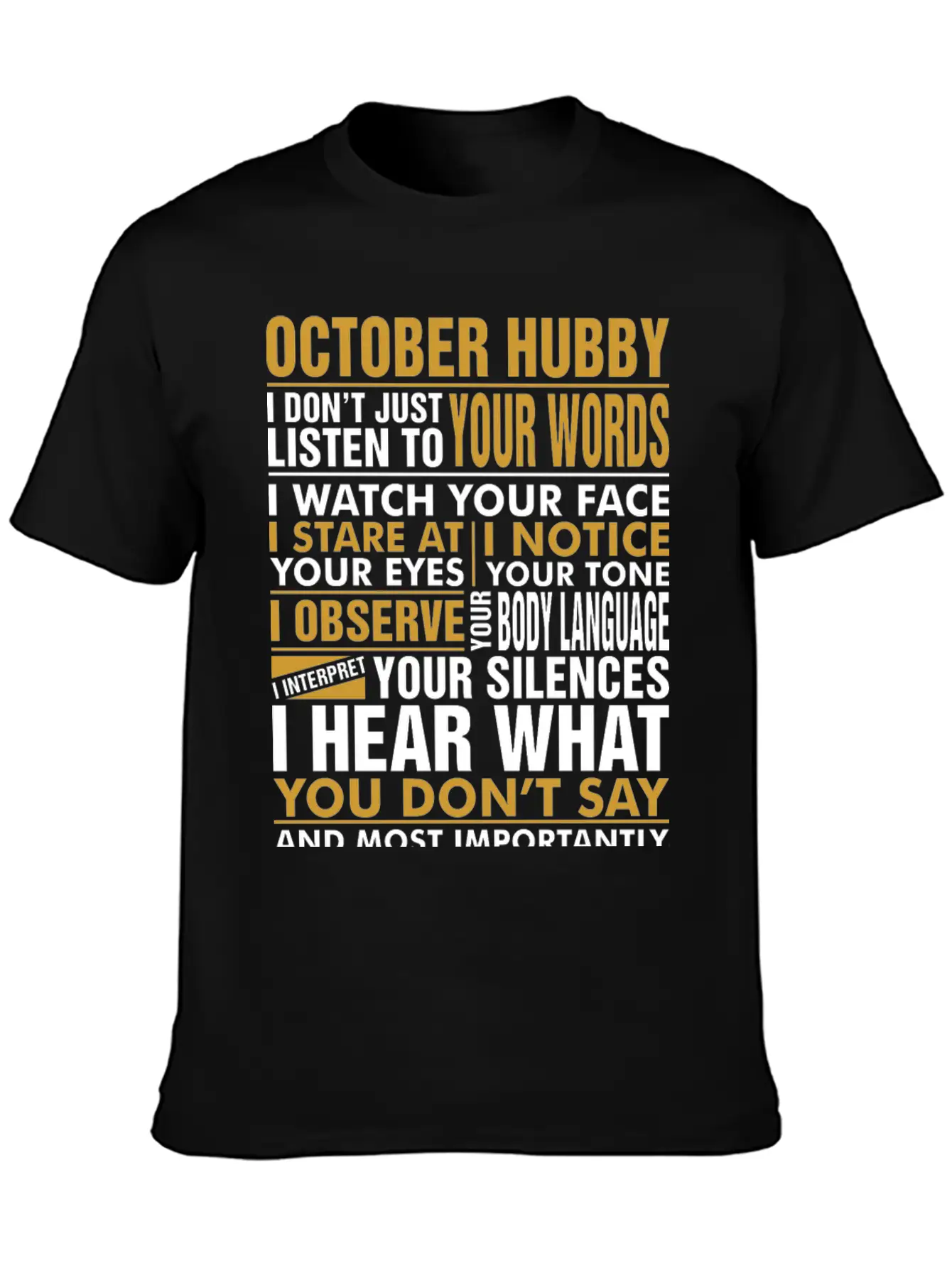 October Hubby Tshirt Breathable Soft Cotton T-Shirt – Timeless Casual Look
