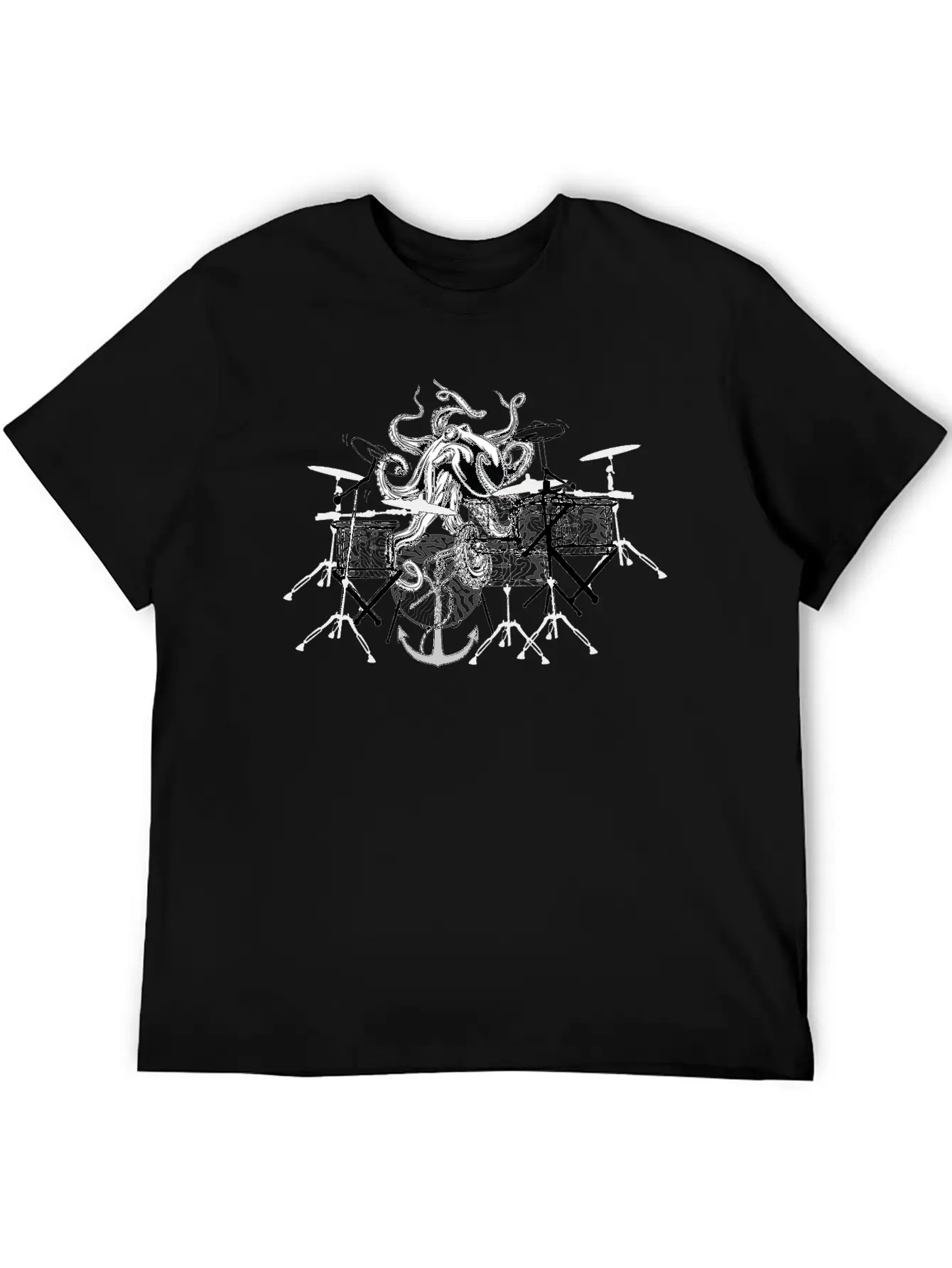 Octopus Playing Music Unisex Short Sleeve Soft Cotton T-Shirt – Casual Everyday Wear