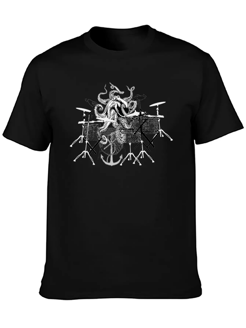 Octopus Playing Music Unisex Short Sleeve Soft Cotton T-Shirt – Casual Everyday Wear
