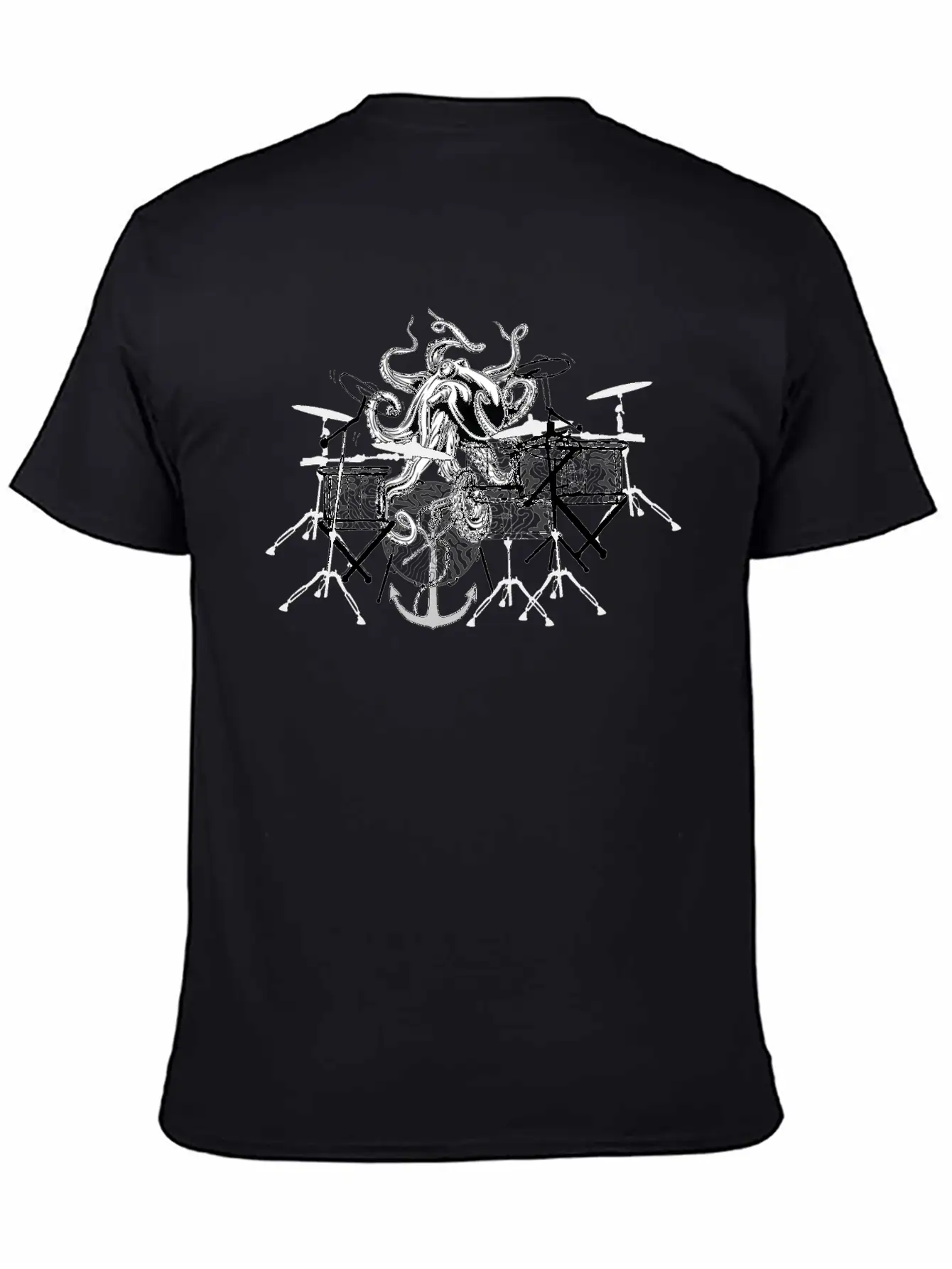 Octopus Playing Music Unisex Short Sleeve Soft Cotton T-Shirt – Casual Everyday Wear