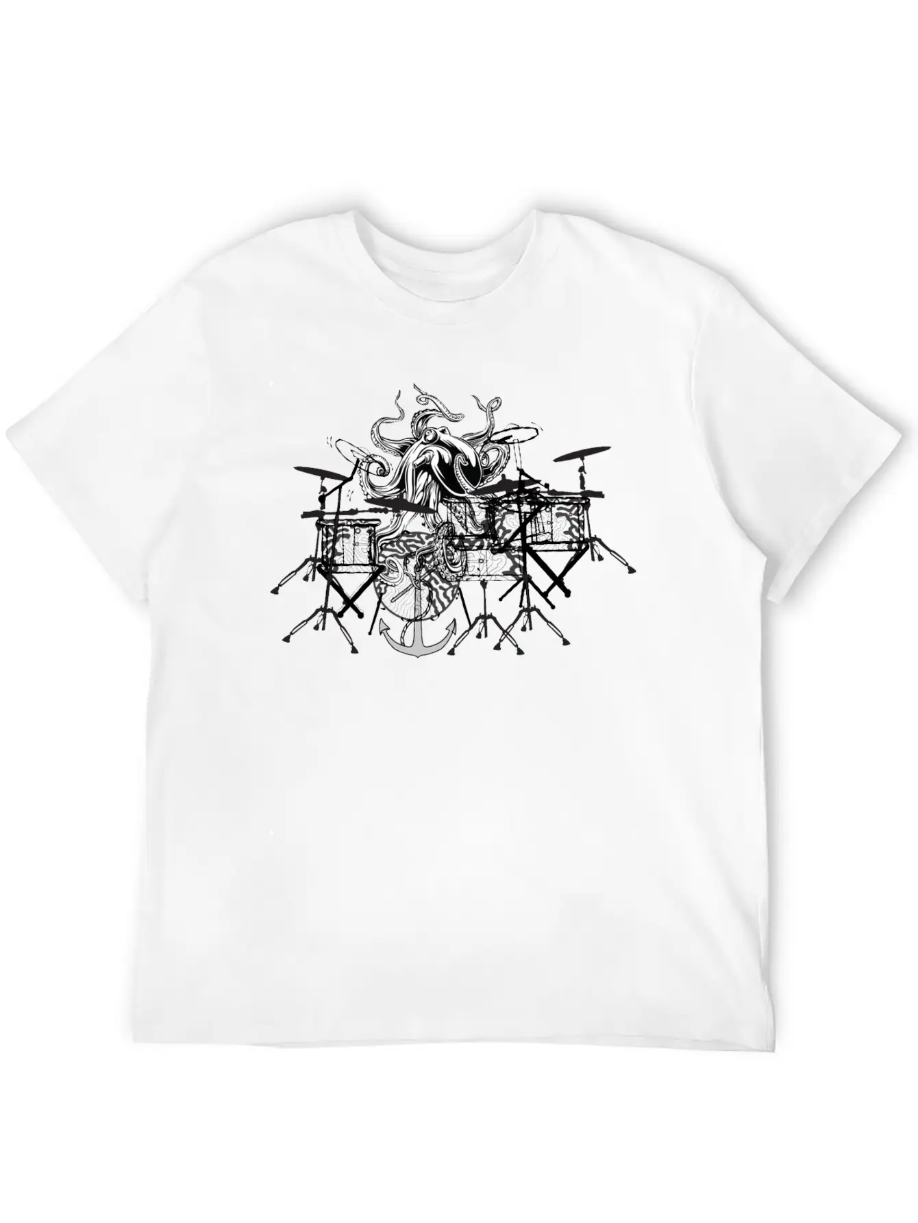 Octopus Playing Music Unisex Short Sleeve Soft Cotton T-Shirt – Casual Everyday Wear