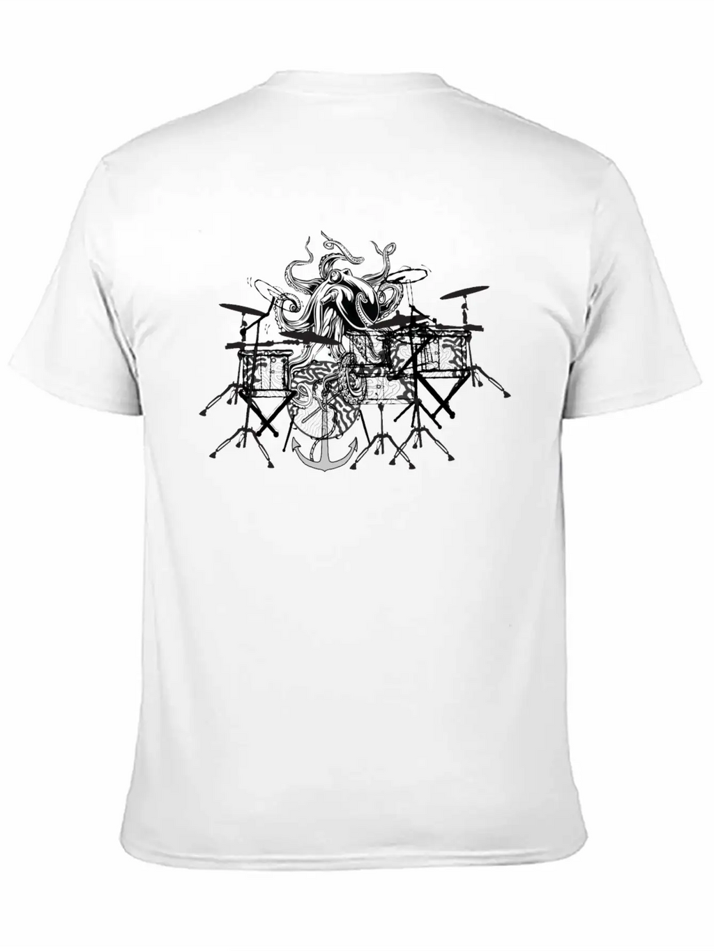 Octopus Playing Music Unisex Short Sleeve Soft Cotton T-Shirt – Casual Everyday Wear