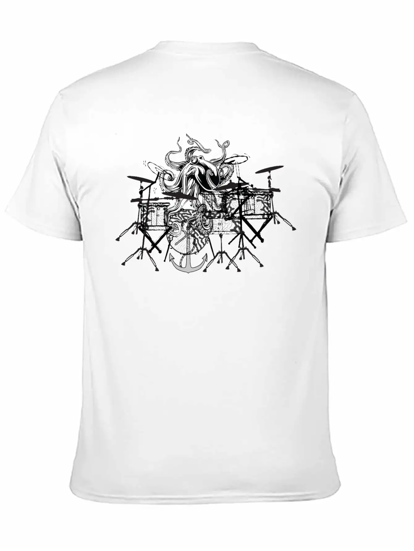 Octopus Playing Music Unisex Short Sleeve Soft Cotton T-Shirt – Casual Everyday Wear
