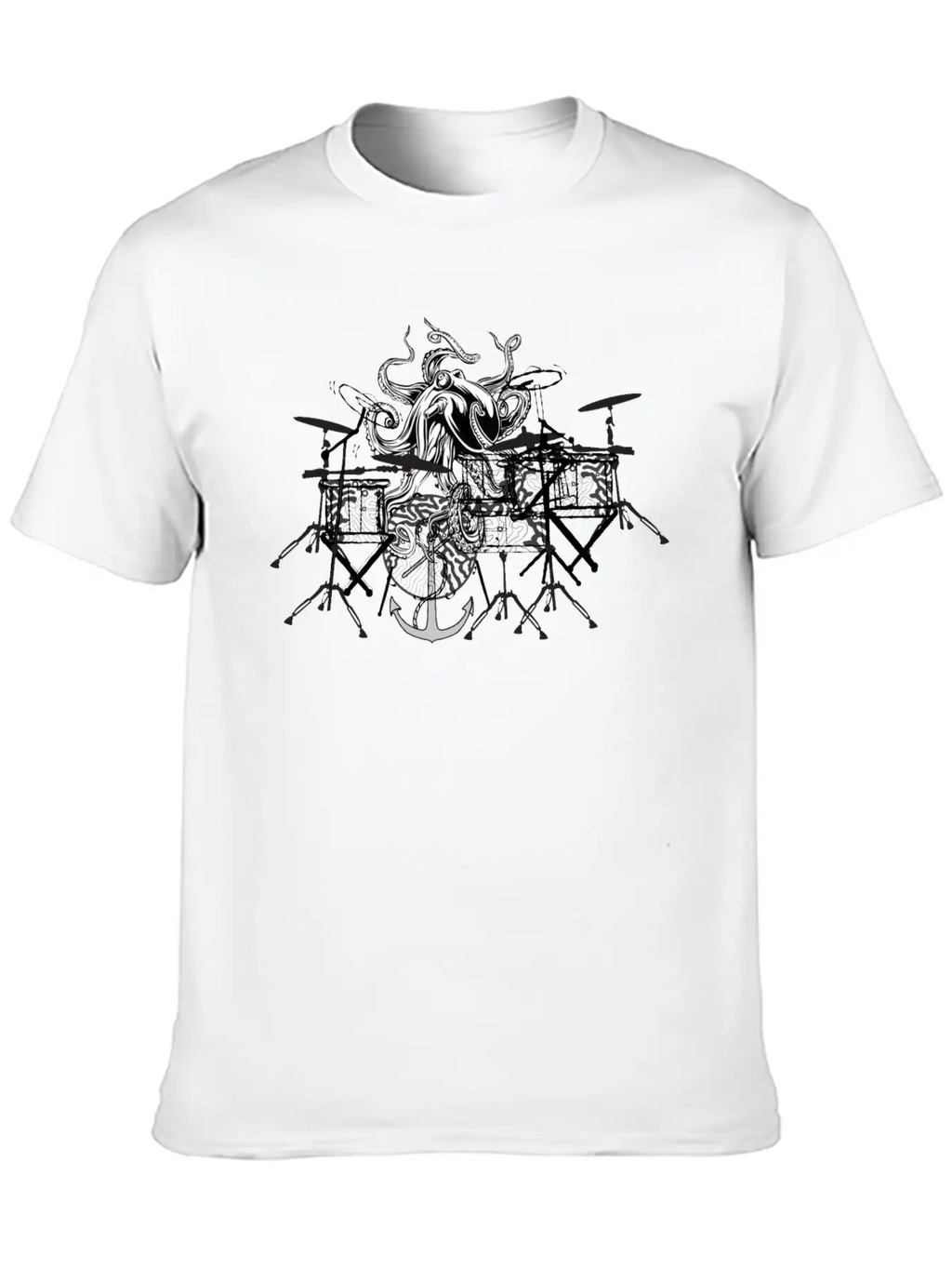 Octopus Playing Music Unisex Short Sleeve Soft Cotton T-Shirt – Casual Everyday Wear